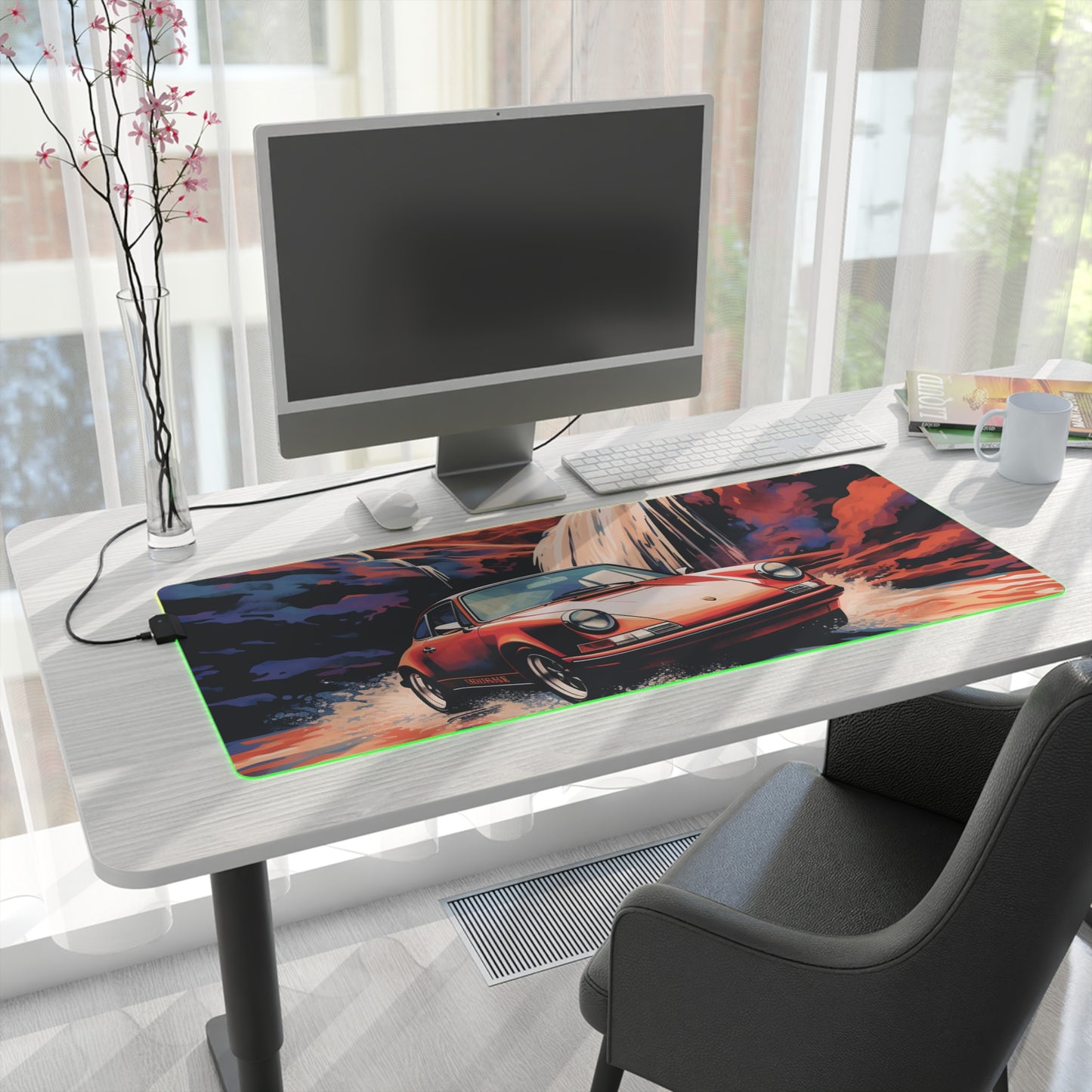 LED Gaming Mouse Pad American Flag Porsche Abstract 4