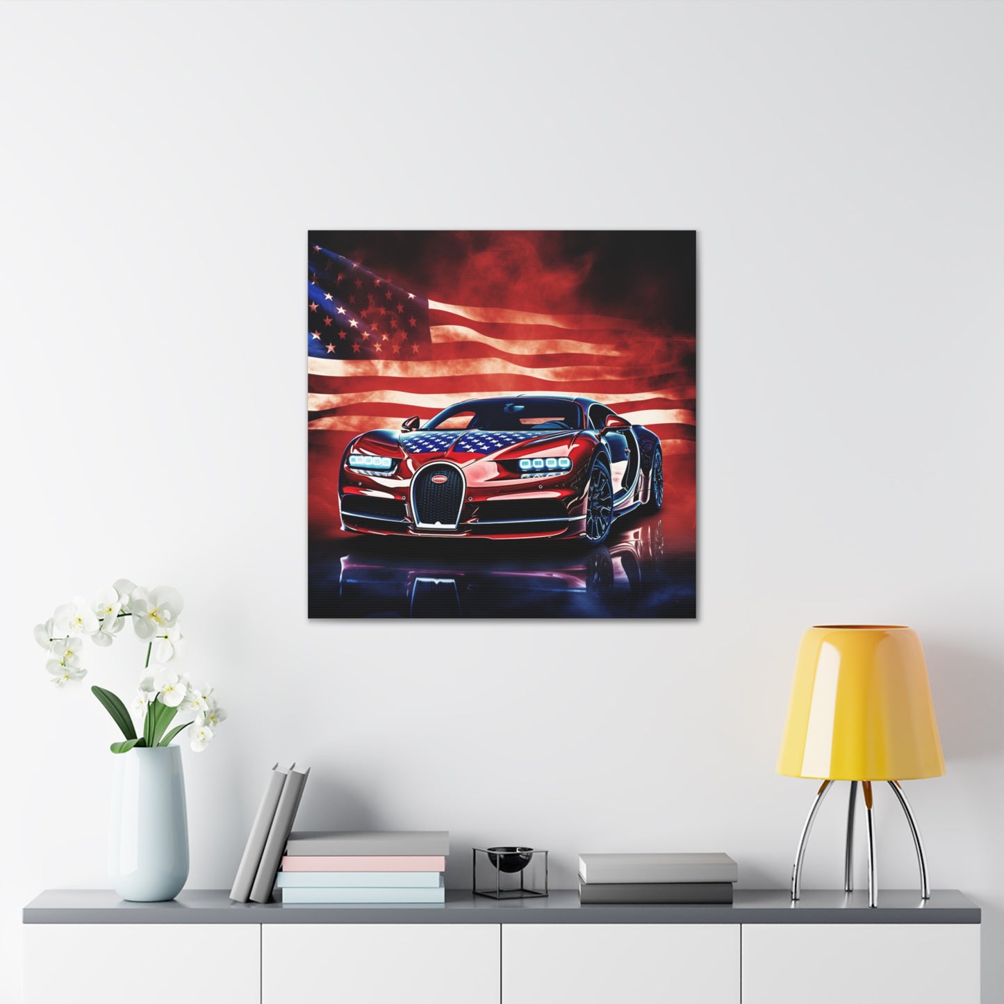 Canvas Gallery Wraps Abstract American Flag Background Bugatti 3