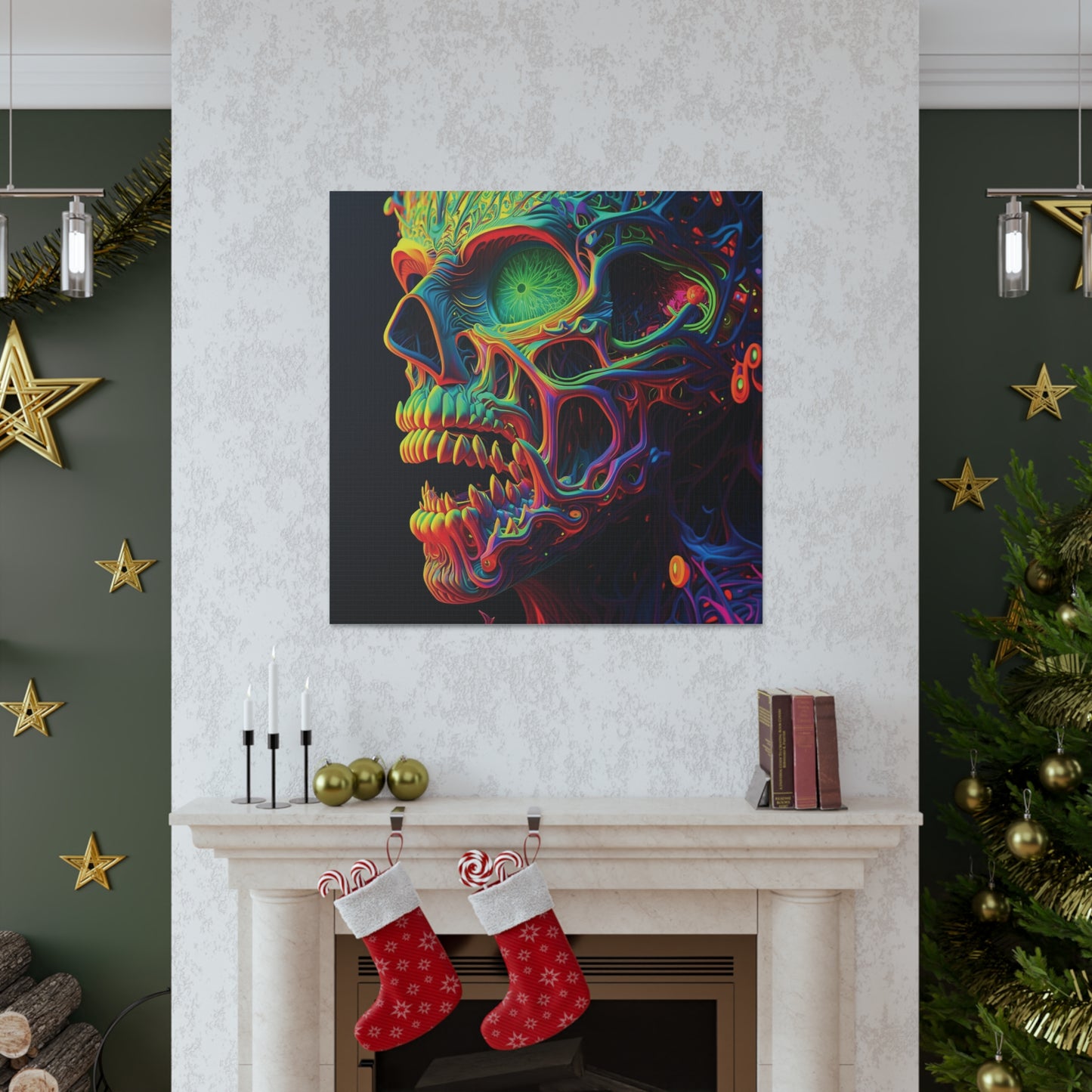 Canvas Gallery Wraps Florescent Skull Death 1