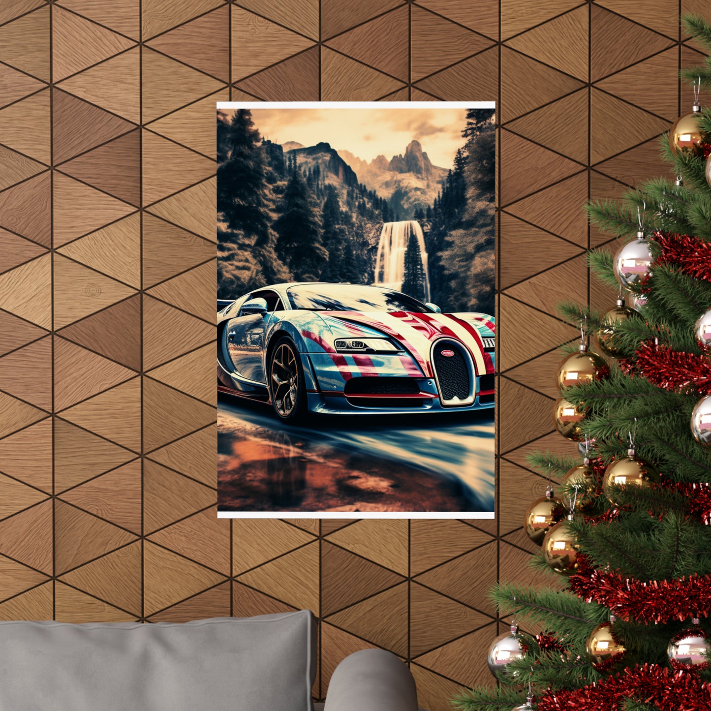 Premium Matte Vertical Posters Bugatti Waterfall 1