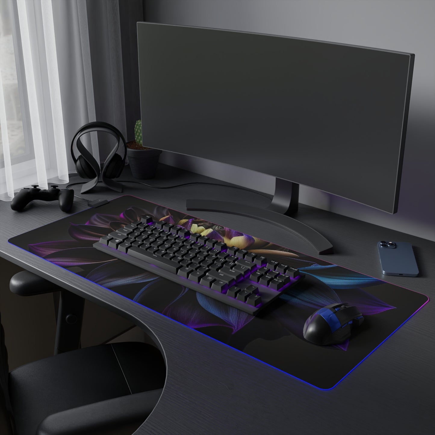 LED Gaming Mouse Pad Dahlia Purple 1