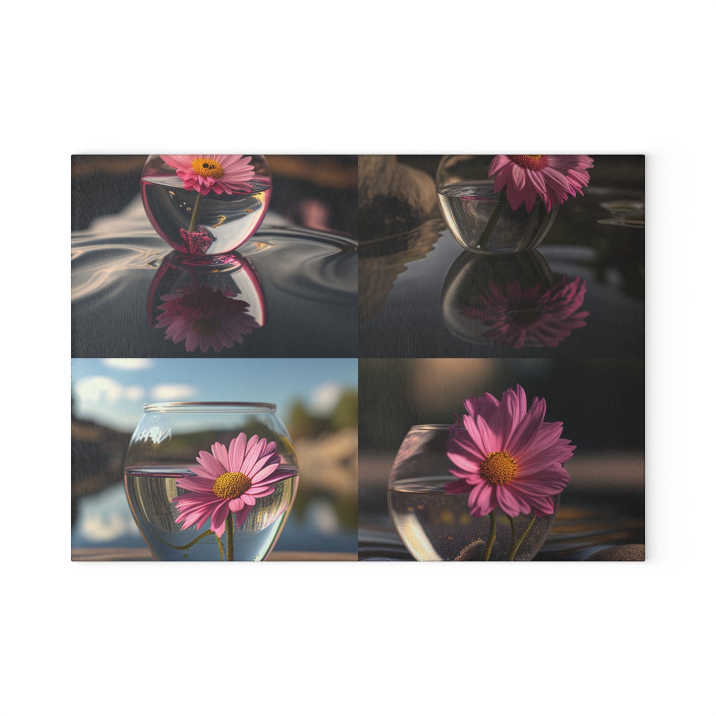 Glass Cutting Board Pink Daisy 5