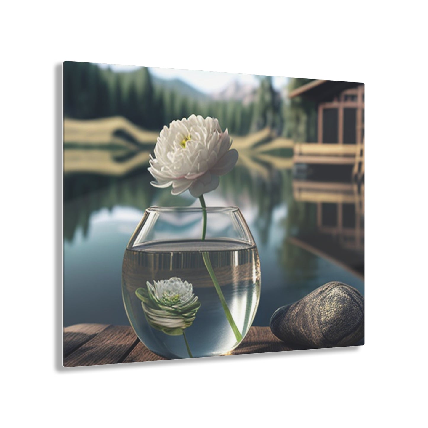 Acrylic Prints White Peony glass vase 2