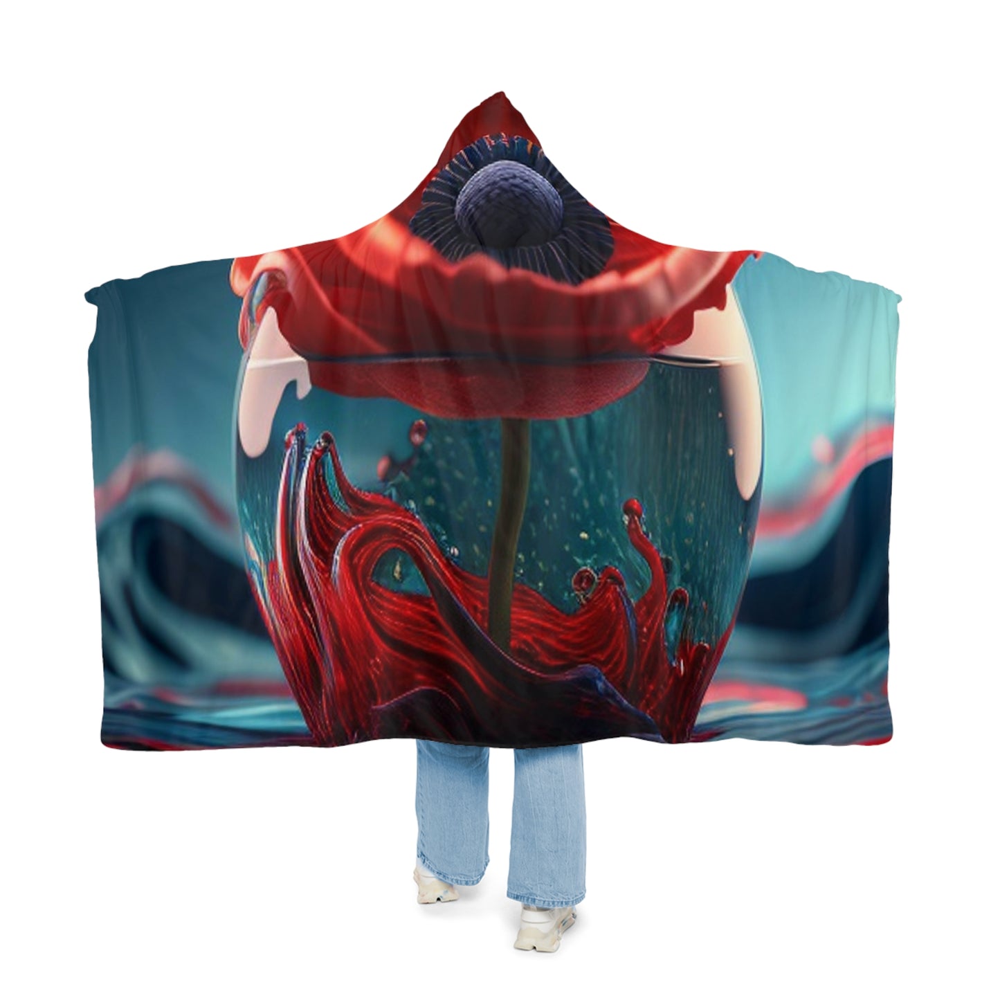 Snuggle Hooded Blanket Red Anemone in a Vase 2