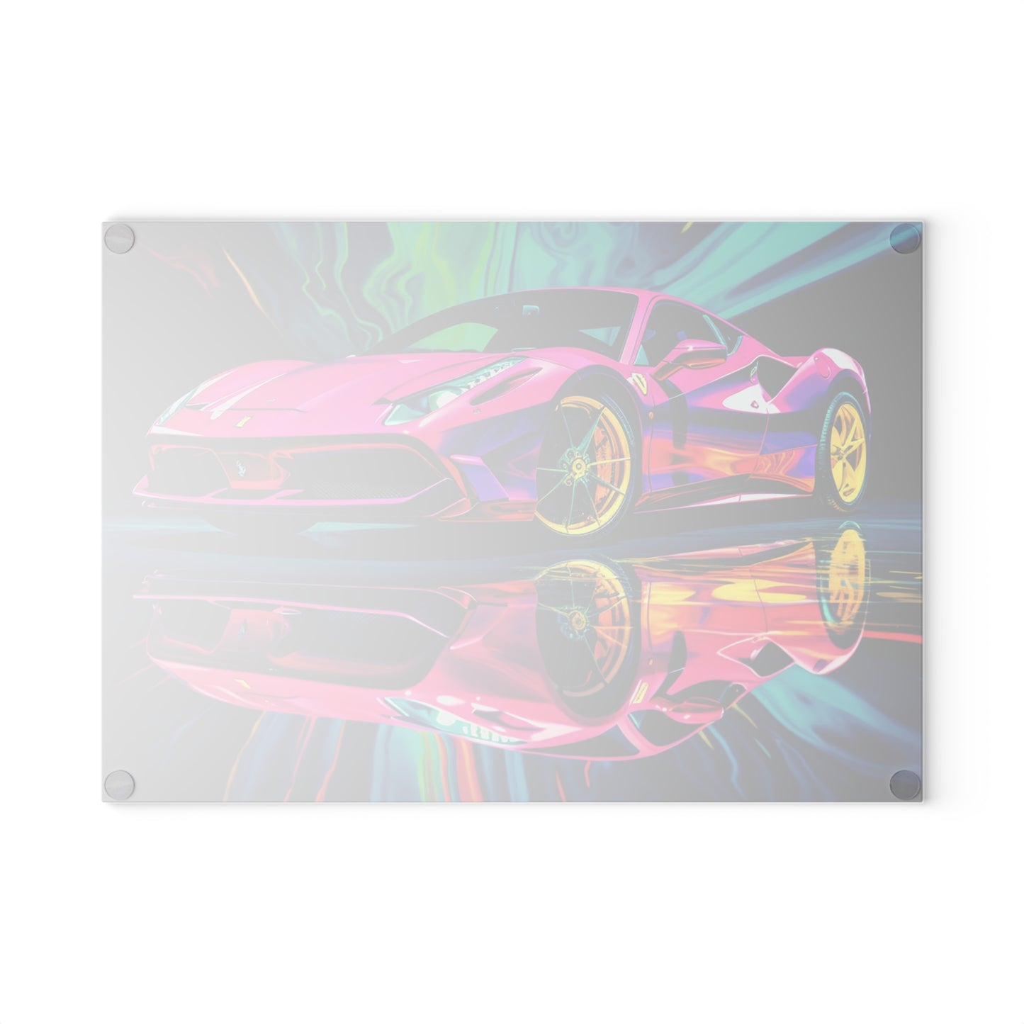 Glass Cutting Board Pink Ferrari Macro 4