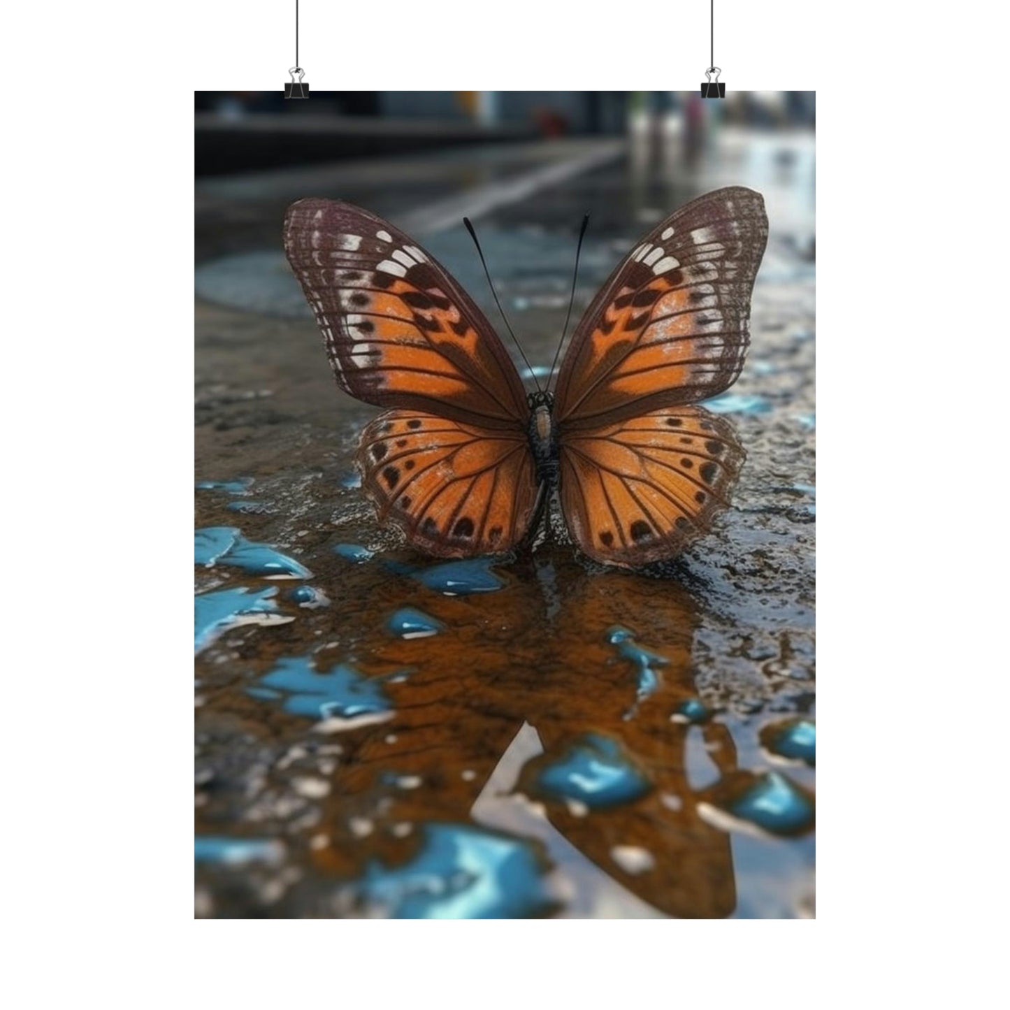 Premium Matte Vertical Posters Water Butterfly Street 2