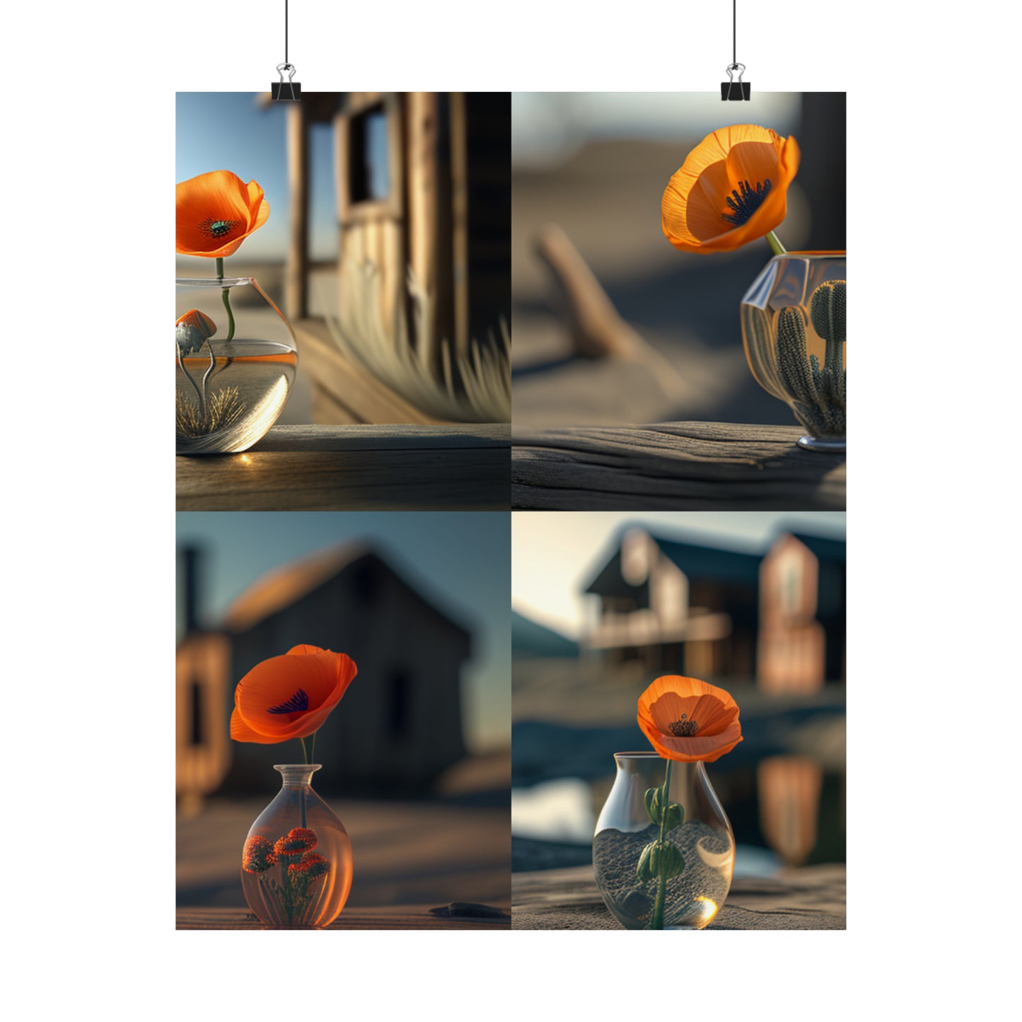 Premium Matte Vertical Posters Orange Poppy in a Vase 5