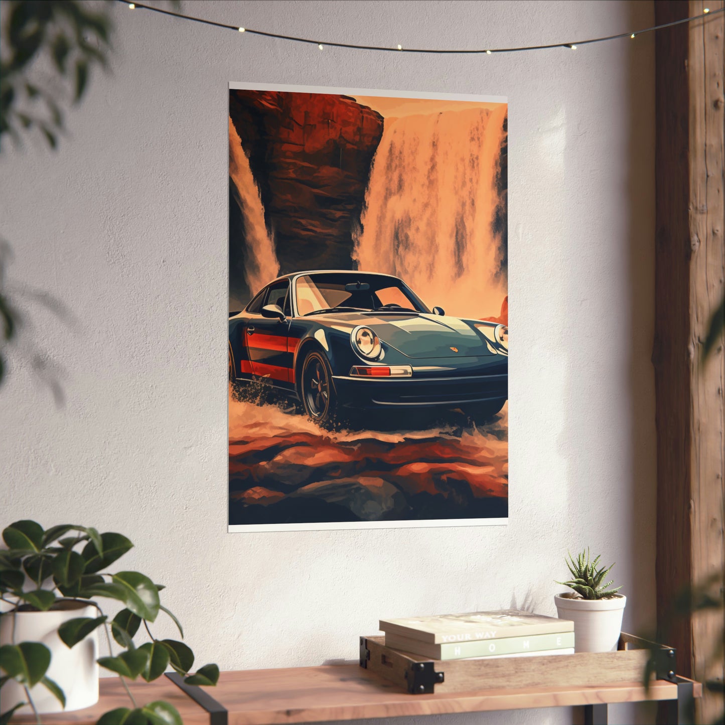 Premium Matte Vertical Posters American Flag Porsche Abstract 3