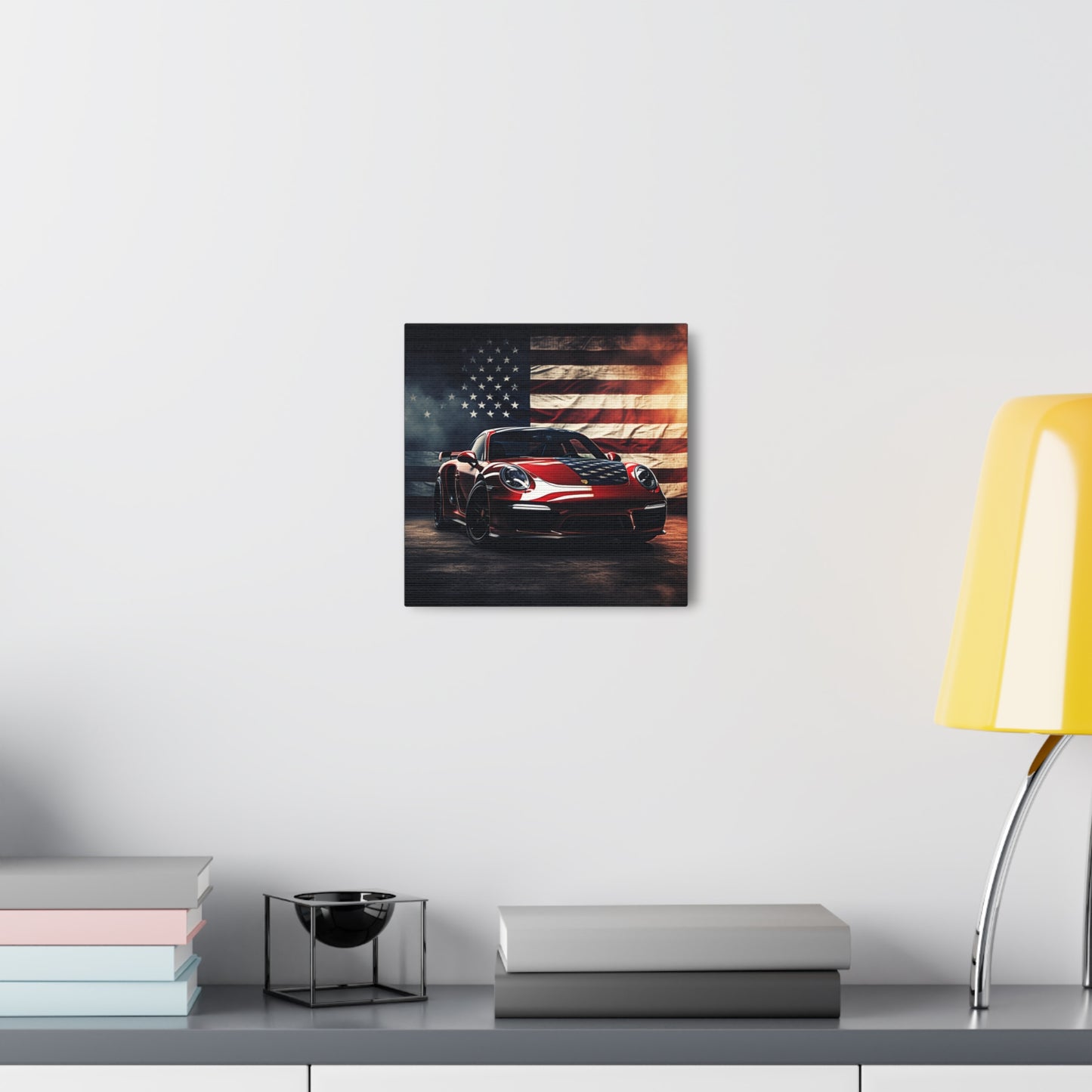 Canvas Gallery Wraps American Flag Background Porsche 2