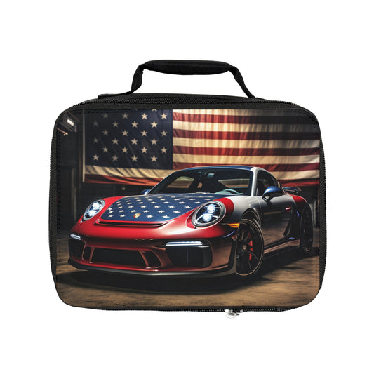 Lunch Bag American Flag Background Porsche 1
