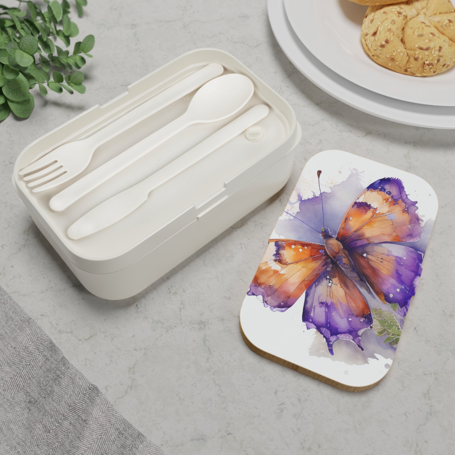 Bento Lunch Box MerlinRose Watercolor Butterfly 2