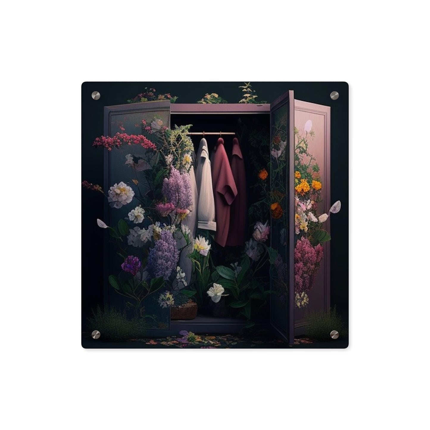 Acrylic Wall Art Panels A Wardrobe Surrounded by Flowers 2