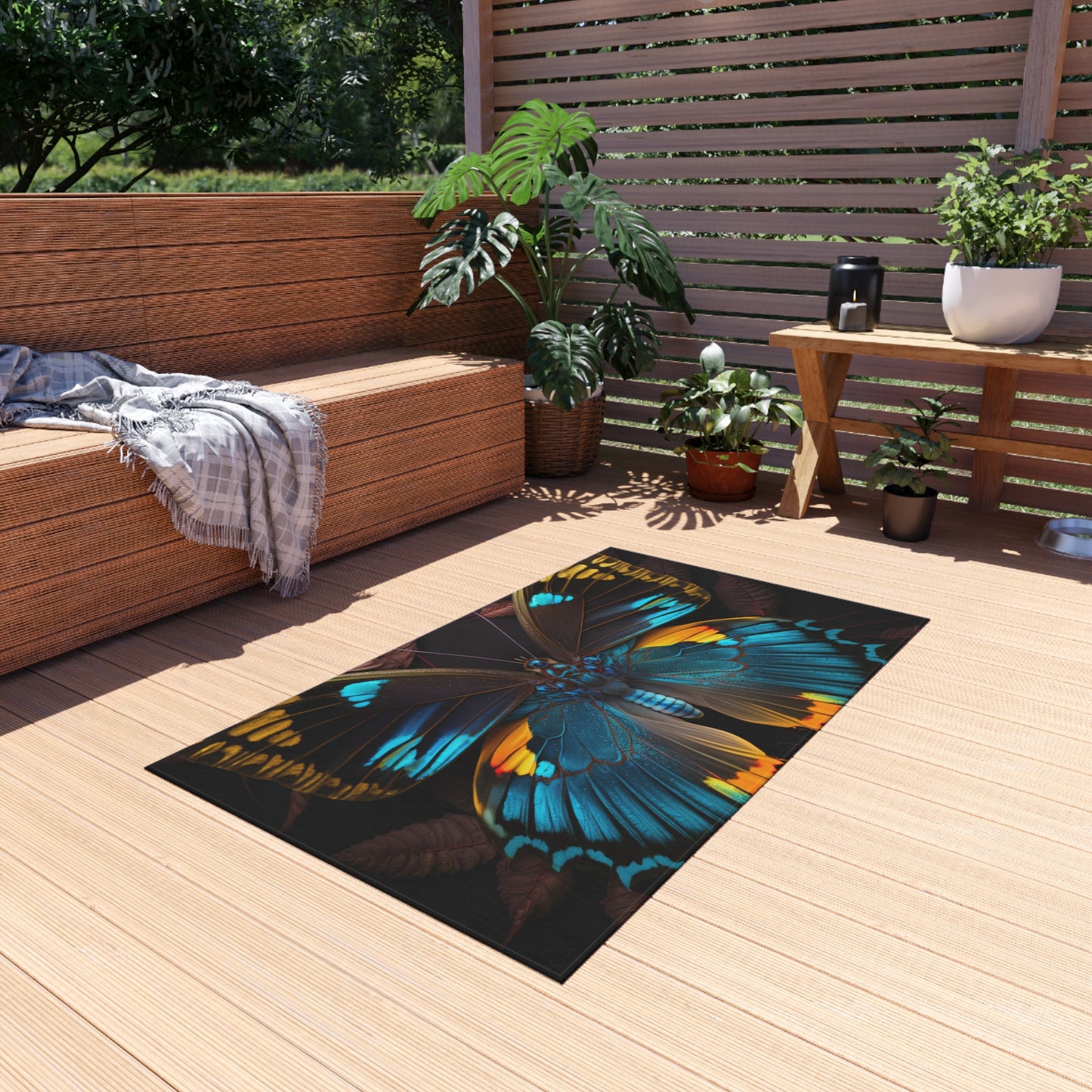 Outdoor Rug  Neon Butterfly Flair 1