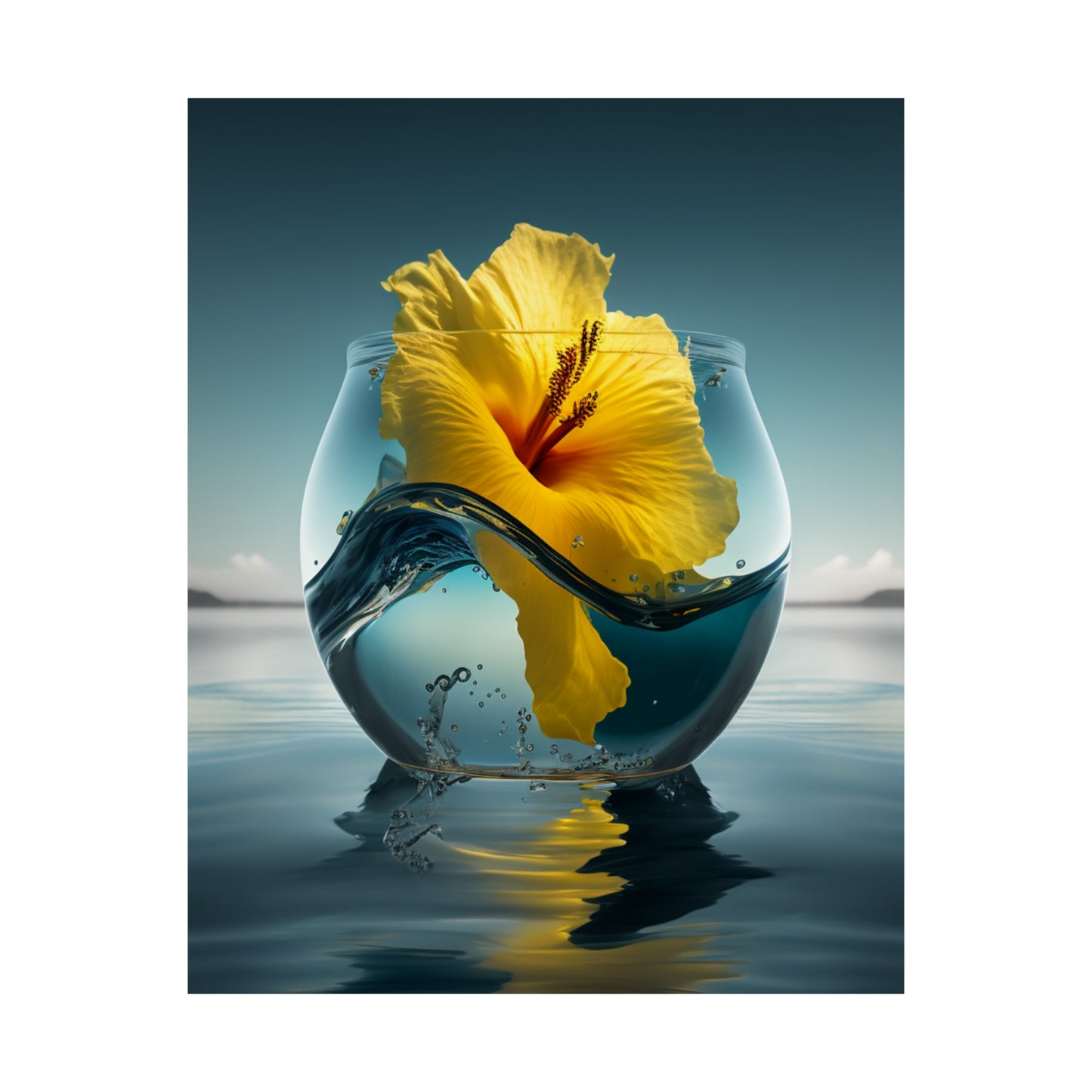 Premium Matte Vertical Posters Yellow Hibiscus glass 4