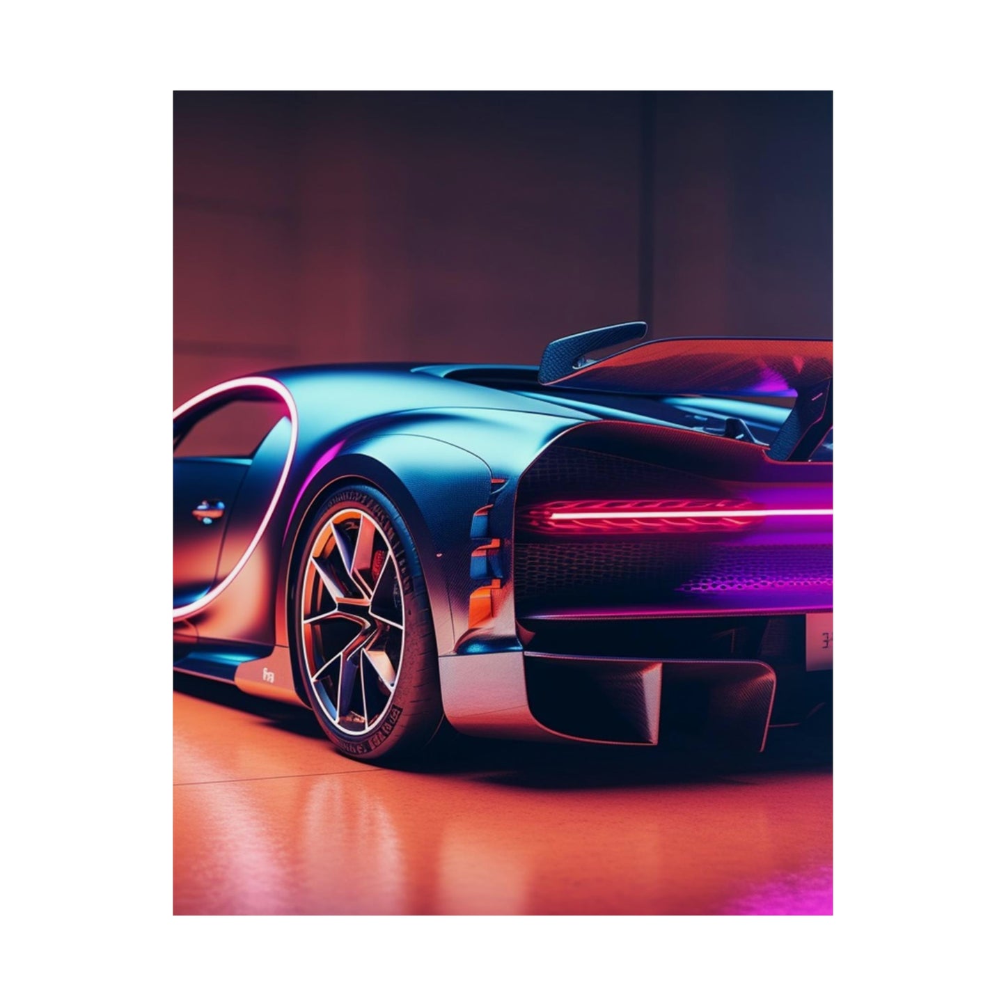 Premium Matte Vertical Posters Hyper Bugatti Neon Chiron 2