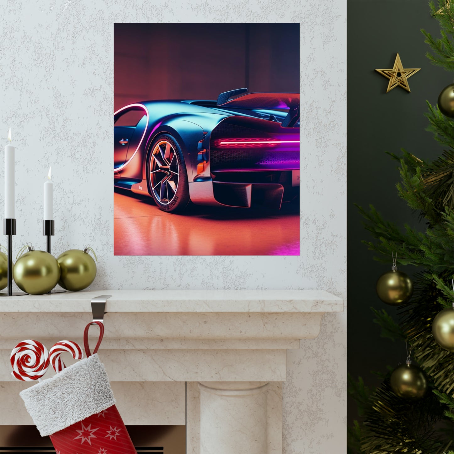 Premium Matte Vertical Posters Hyper Bugatti Neon Chiron 2