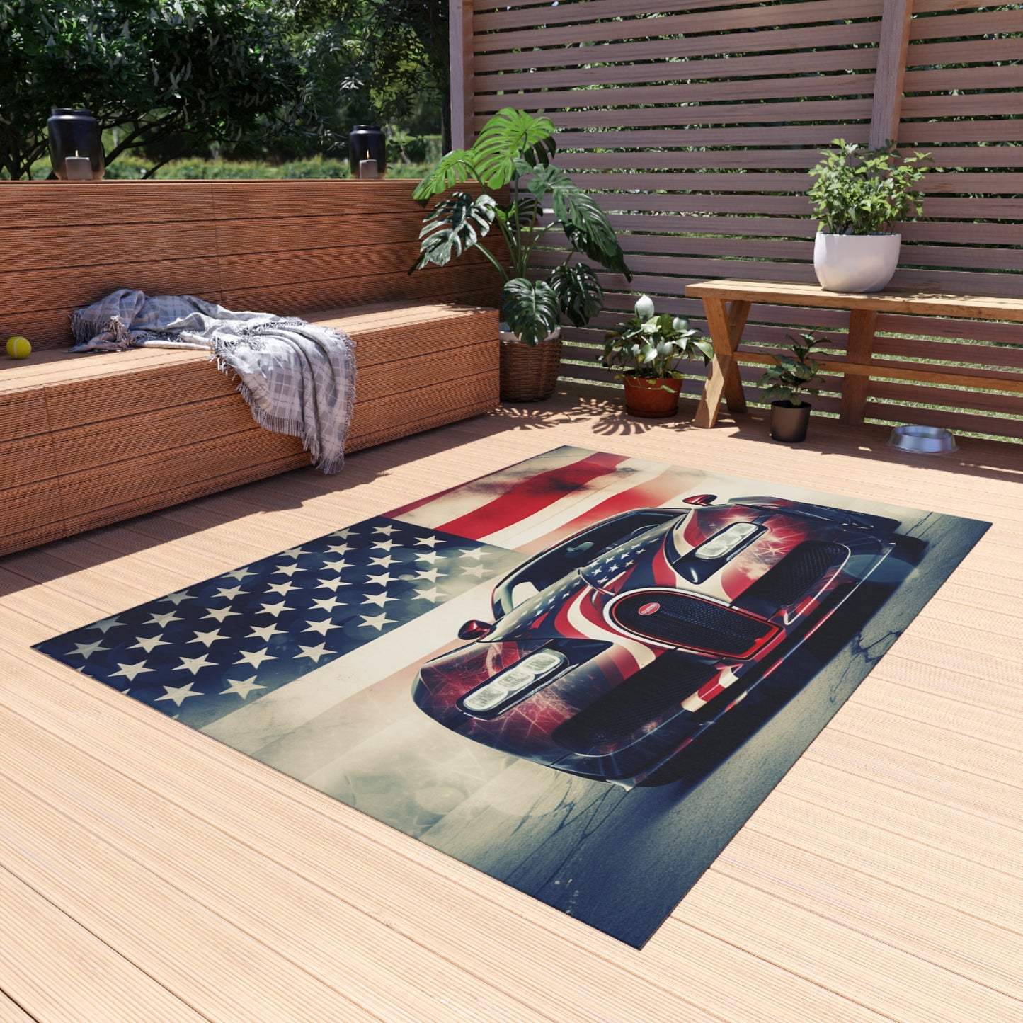 Outdoor Rug  Abstract American Flag Background Bugatti 1