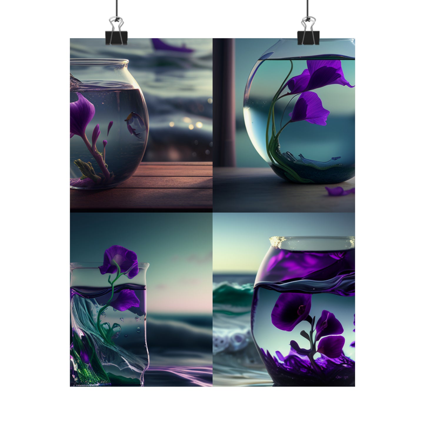 Premium Matte Vertical Posters Purple Sweet pea in a vase 5