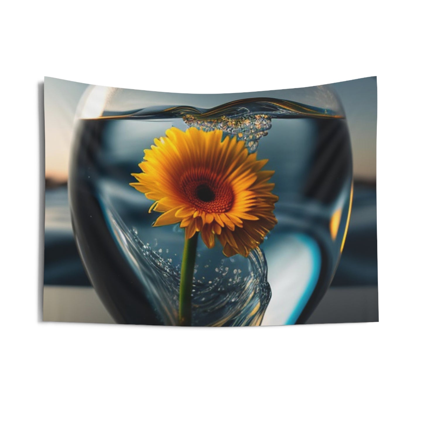 Indoor Wall Tapestries yello Gerbera glass 3