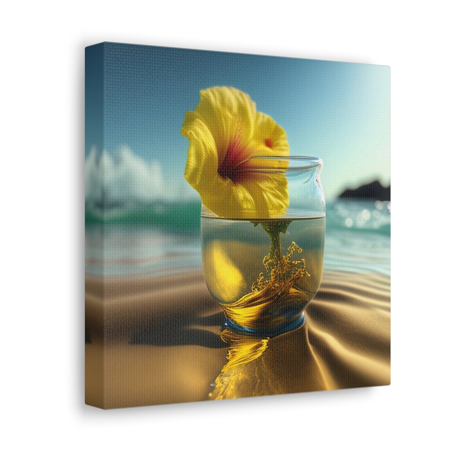 Canvas Gallery Wraps Yellow Hibiscus glass 1