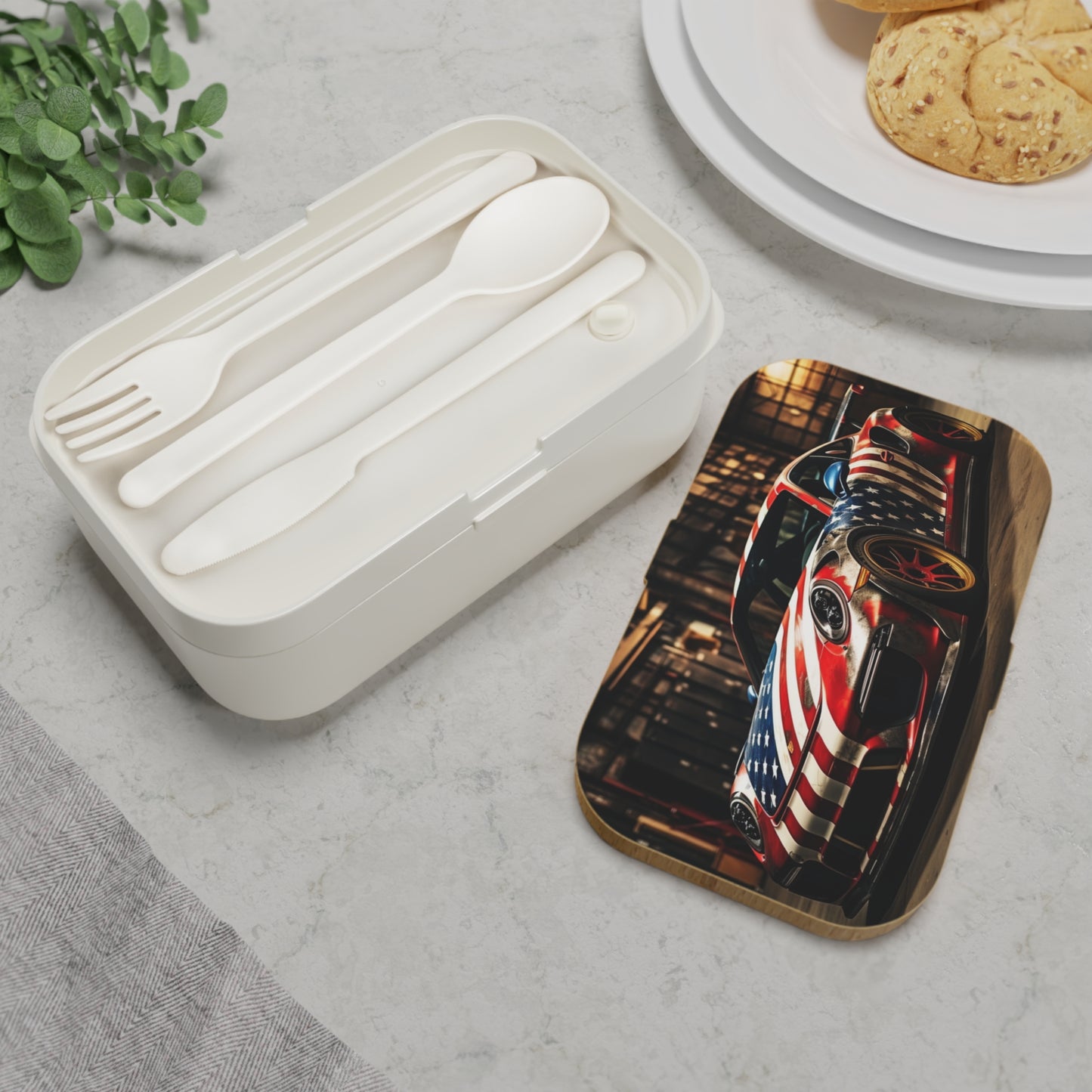 Bento Lunch Box American Flag Porsche 4