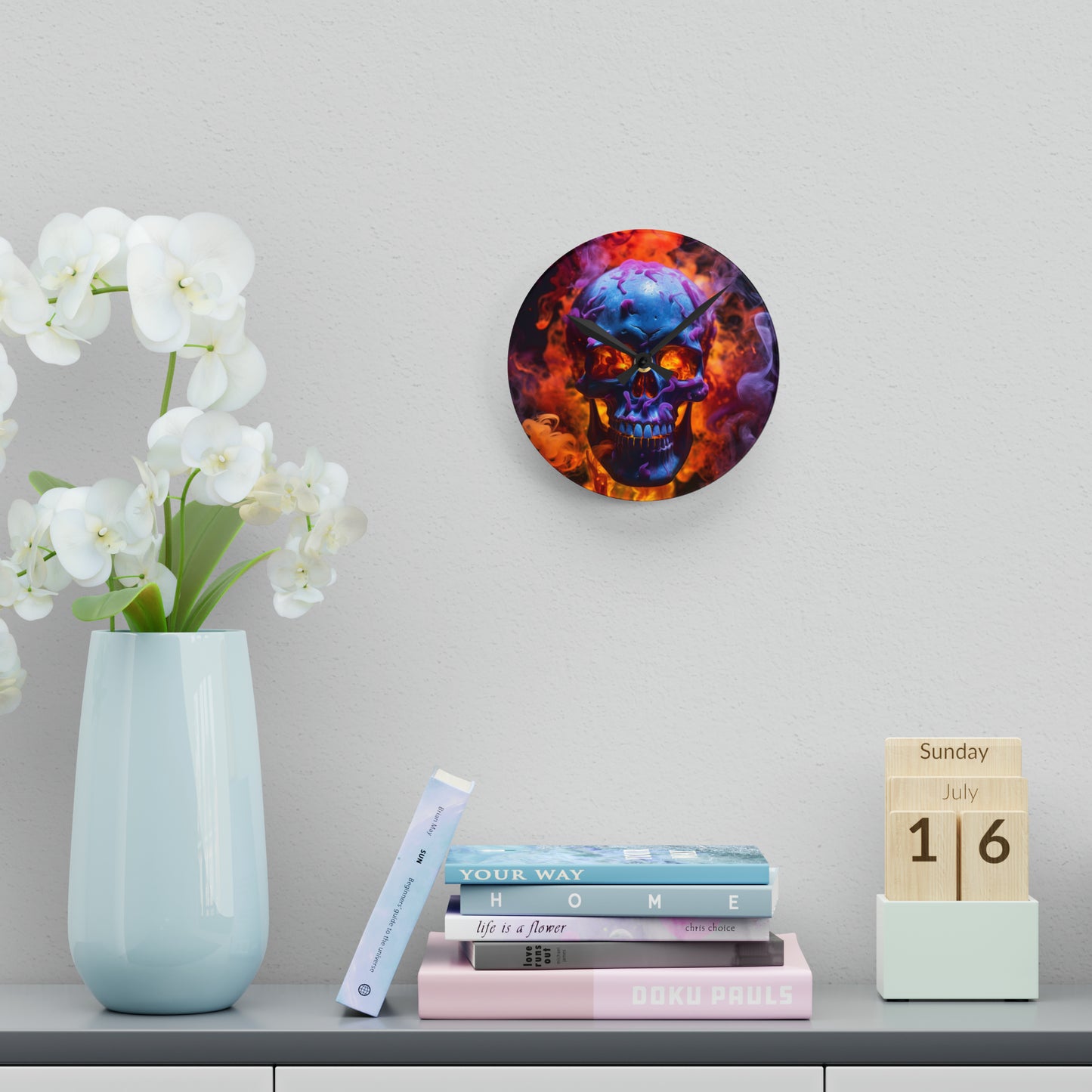 Acrylic Wall Clock Macro Skull 3