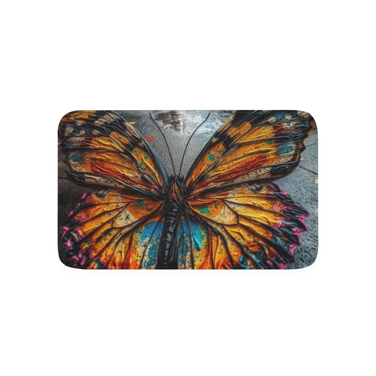 Memory Foam Bath Mat Liquid Street Butterfly 1