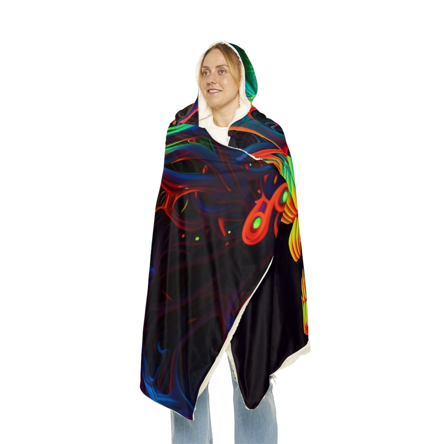 Snuggle Hooded Blanket Florescent Skull Death 1