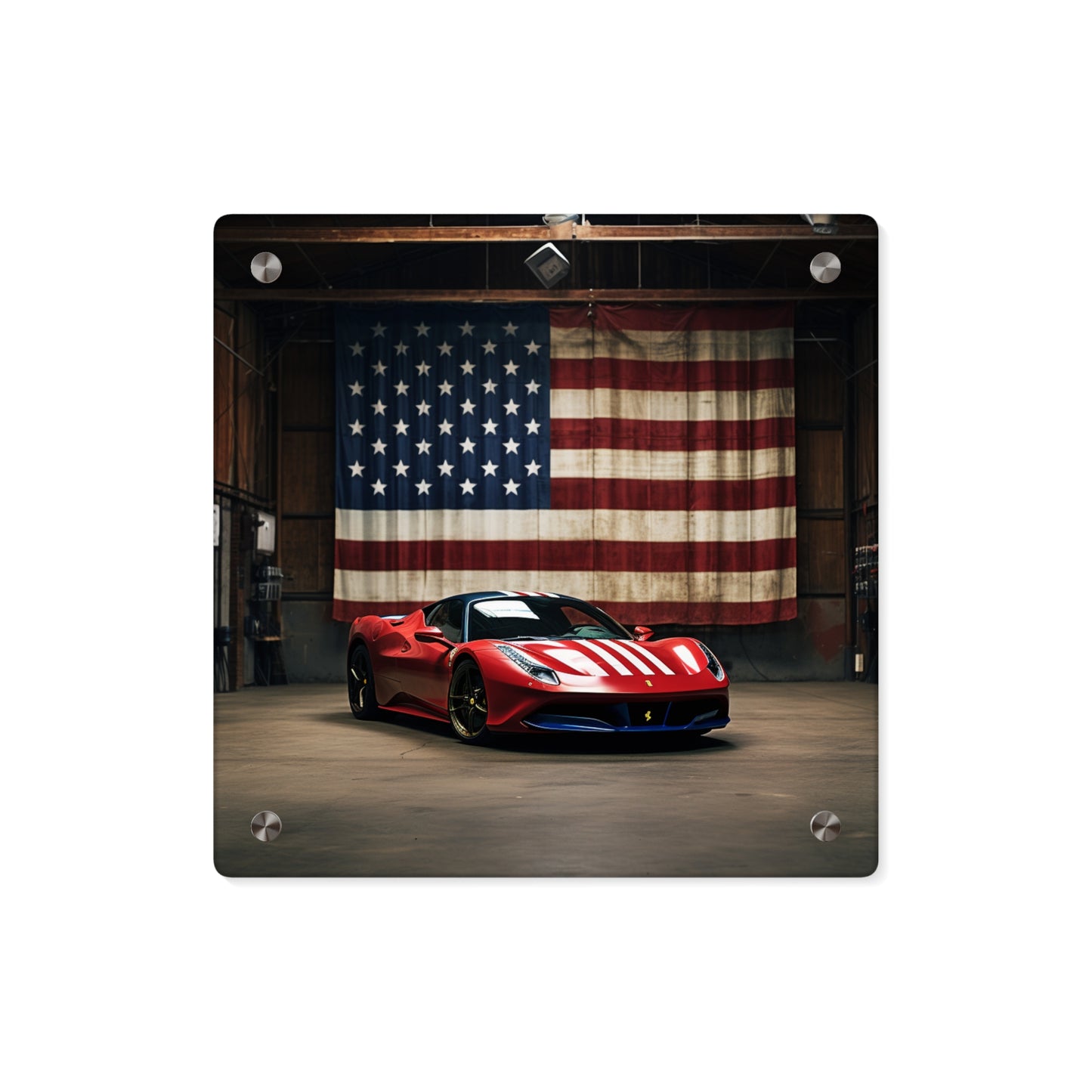 Acrylic Wall Art Panels American Flag Farrari 4