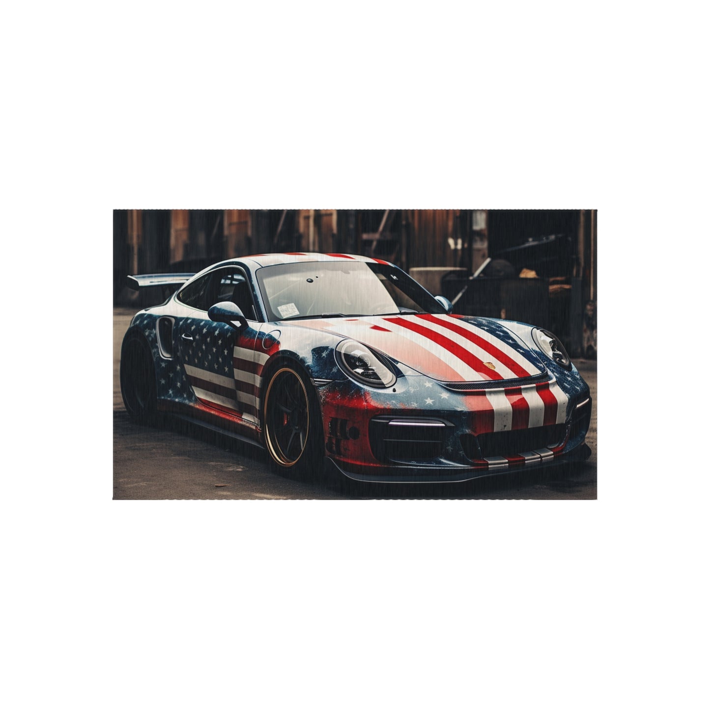 Outdoor Rug  American Flag Porsche 3