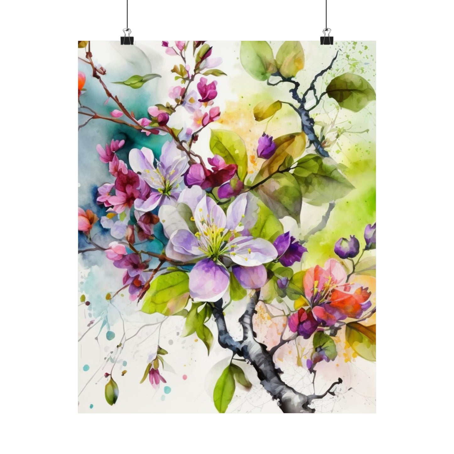 Premium Matte Vertical Posters Mother Nature Bright Spring Colors Realistic Watercolor 4