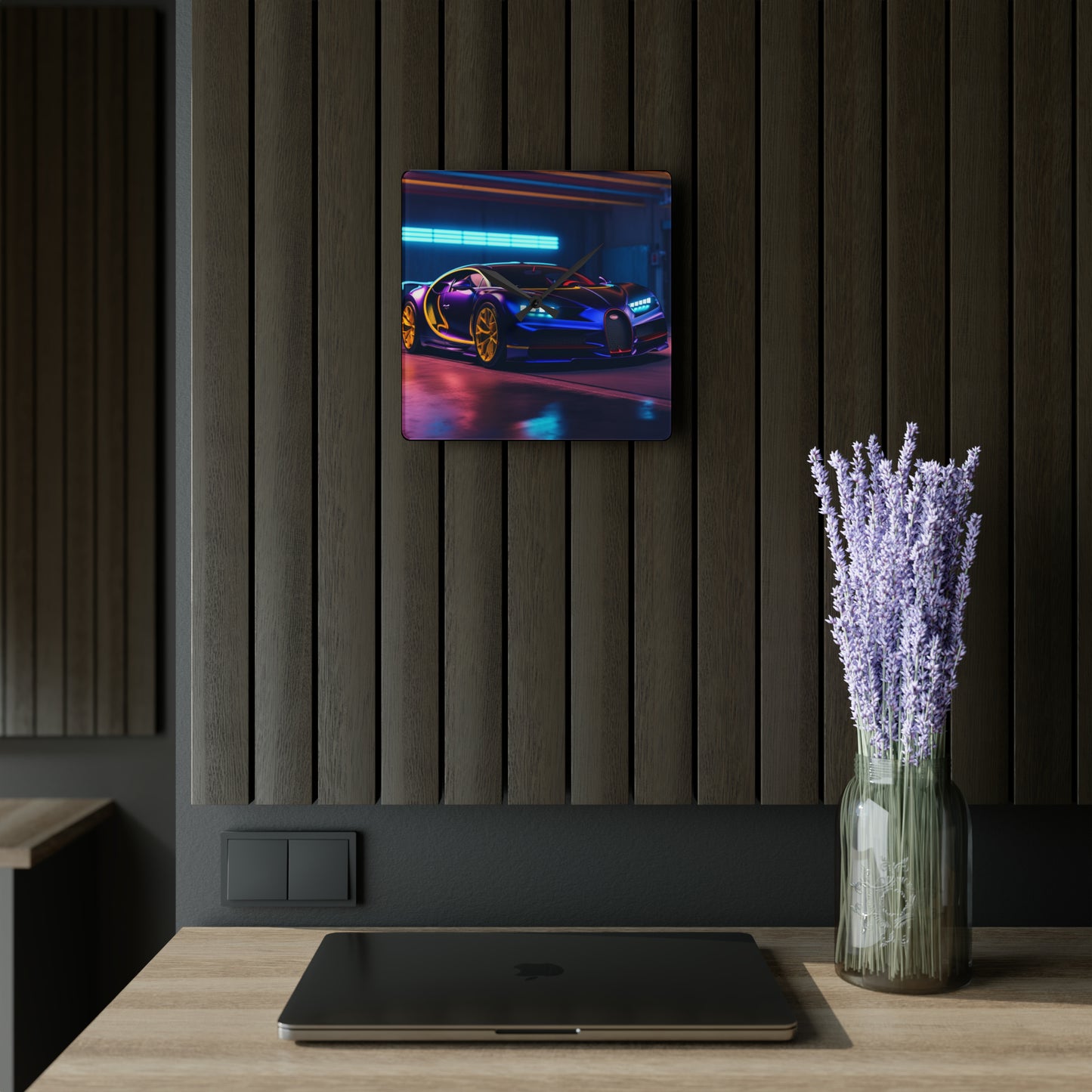 Acrylic Wall Clock Hyper Bugatti Neon Chiron 4