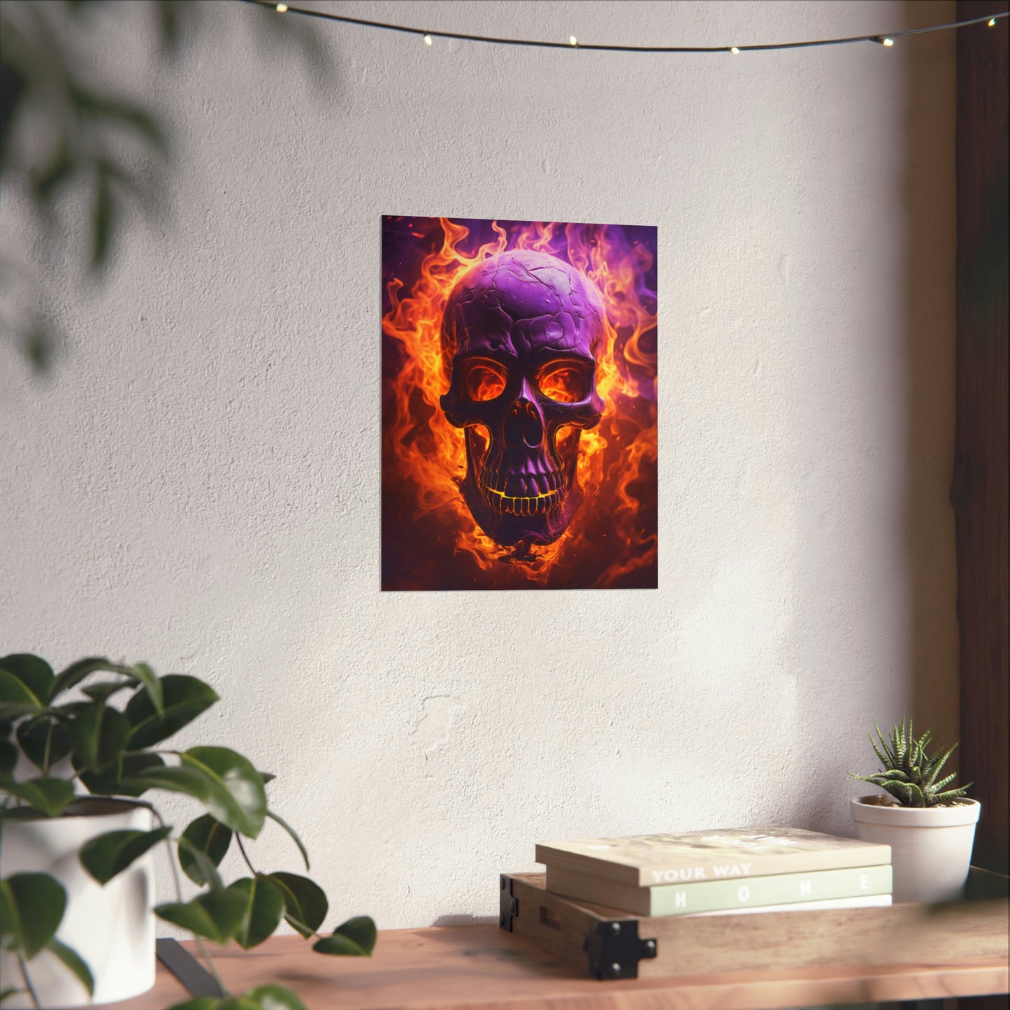 Premium Matte Vertical Posters Skull Flames 3