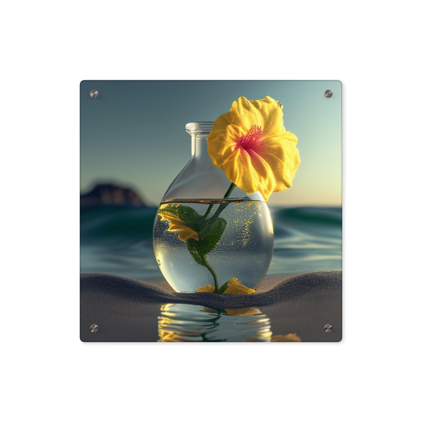 Acrylic Wall Art Panels Yellow Hibiscus glass 2