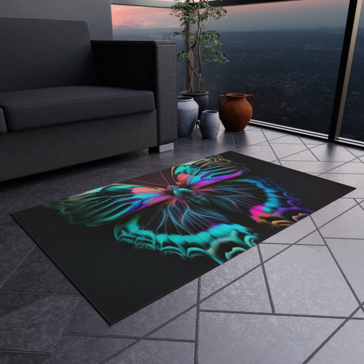 Outdoor Rug  Neon Butterfly Fusion 3