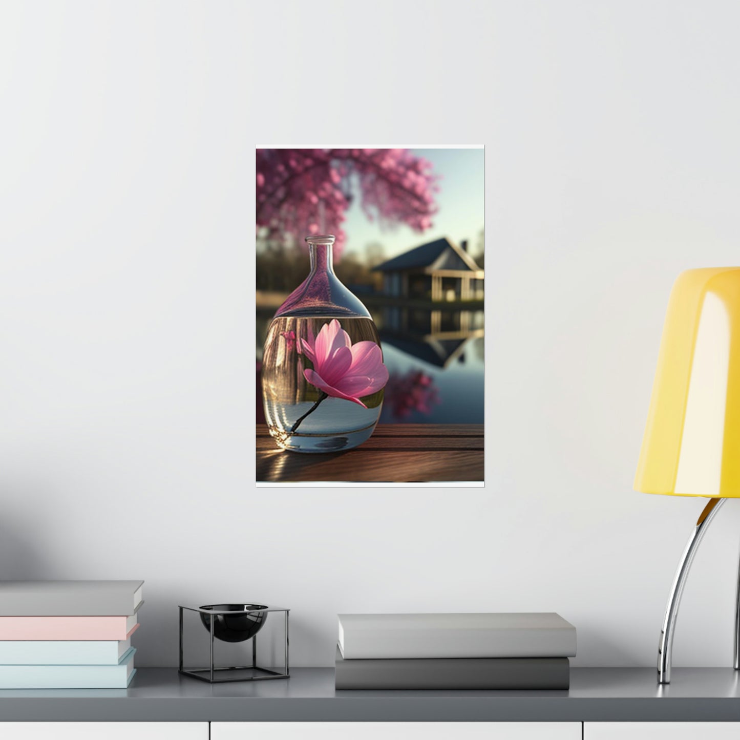 Premium Matte Vertical Posters Magnolia in a Glass vase 2