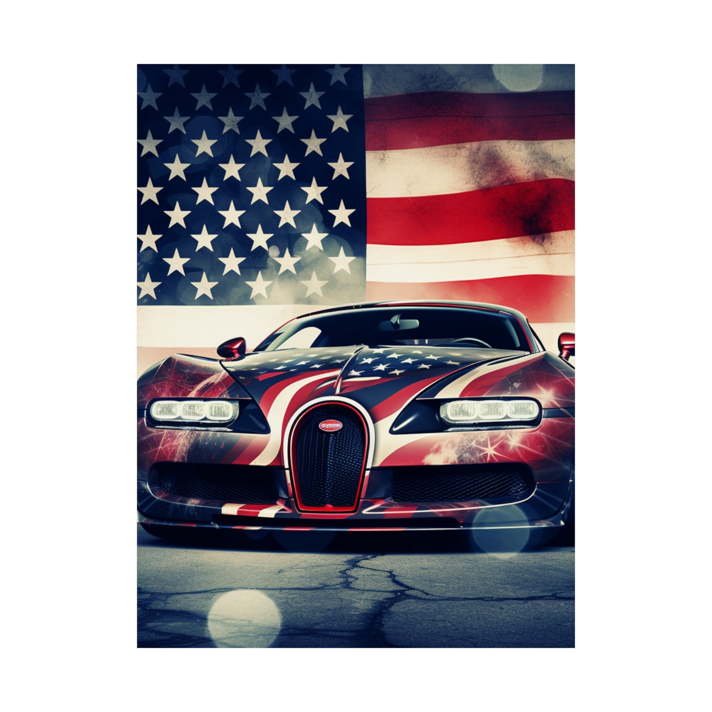 Premium Matte Vertical Posters Abstract American Flag Background Bugatti 1