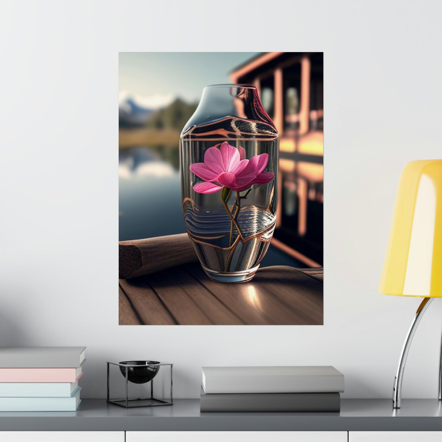 Premium Matte Vertical Posters Magnolia in a Glass vase 3