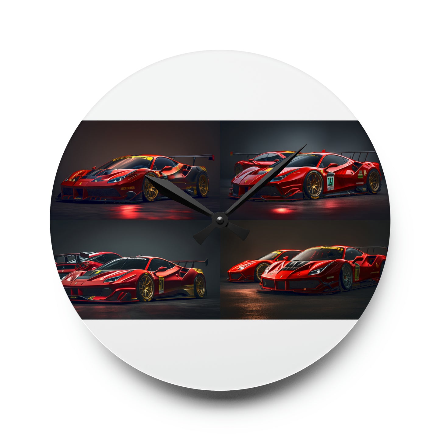 Acrylic Wall Clock Ferrari Red 5