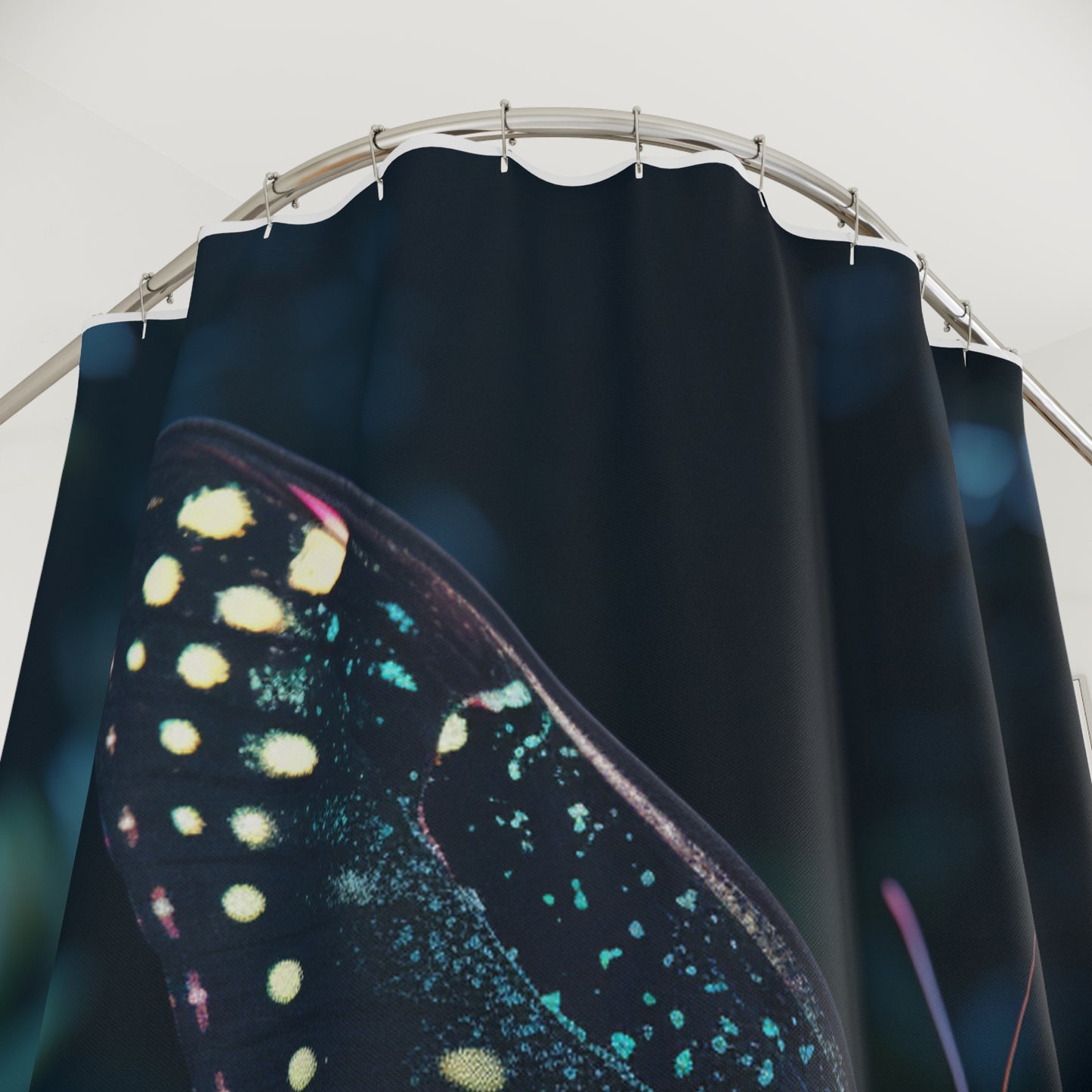 Polyester Shower Curtain Hyper Colorful Butterfly Macro 2