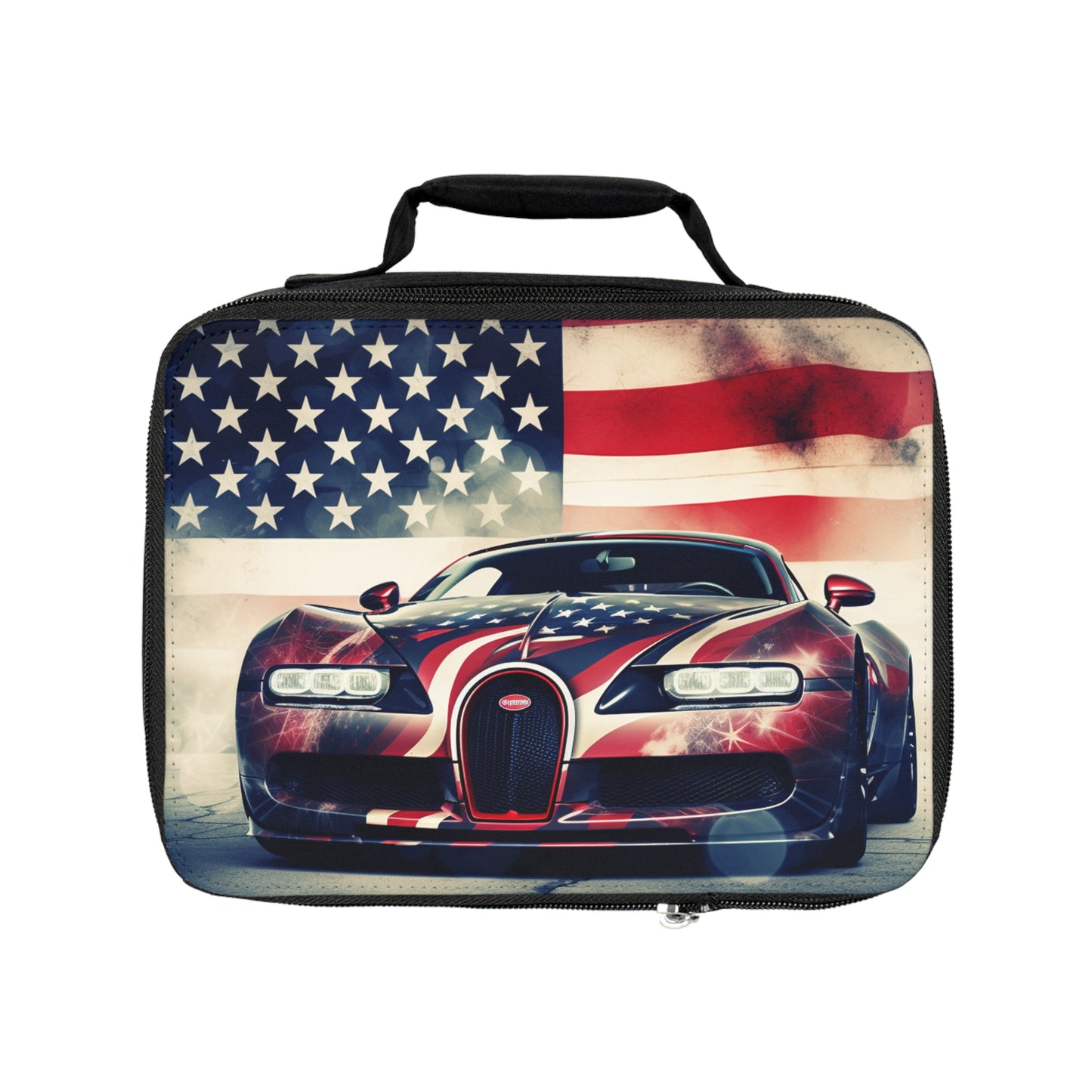 Lunch Bag Abstract American Flag Background Bugatti 1