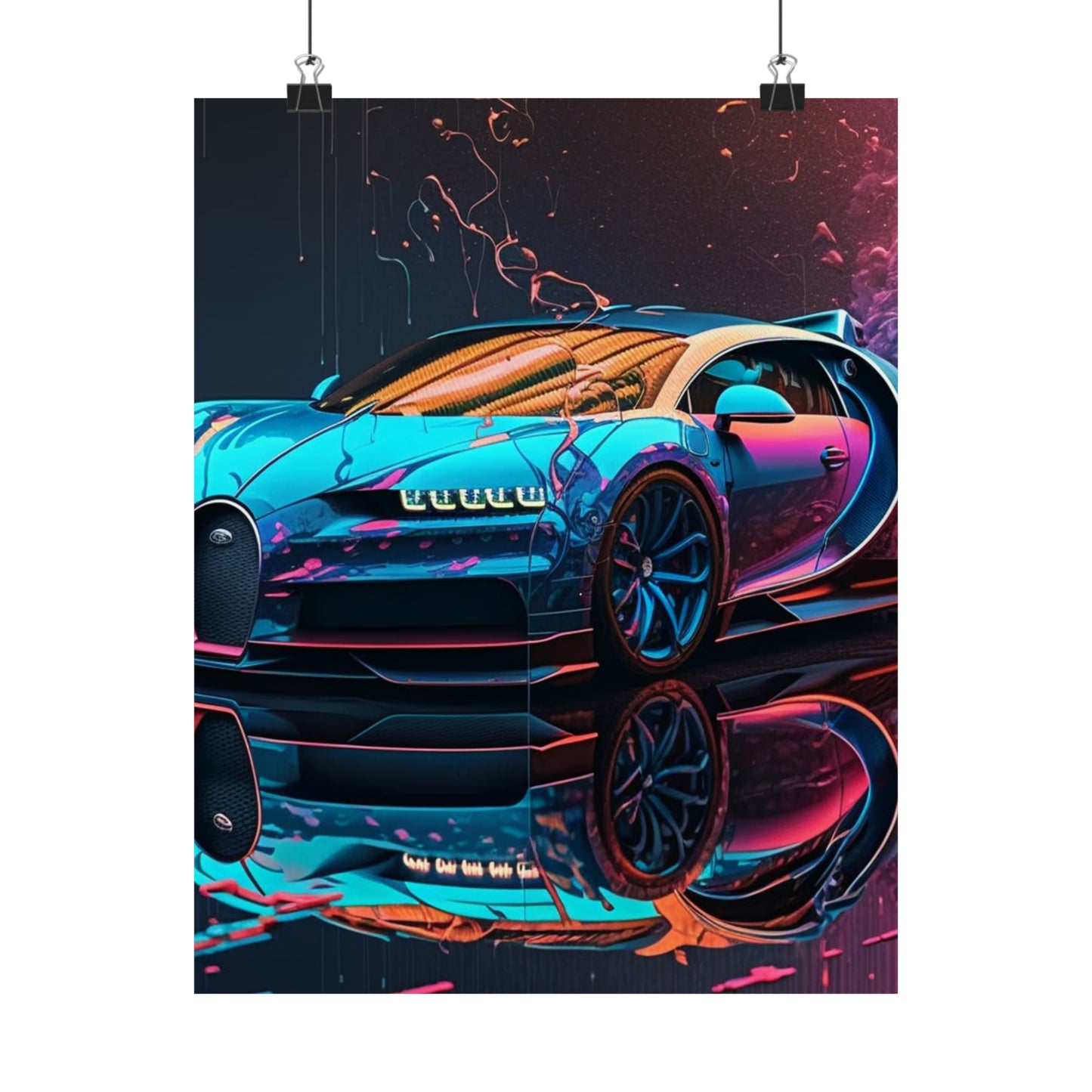 Premium Matte Vertical Posters Bugatti Neon Chiron 4