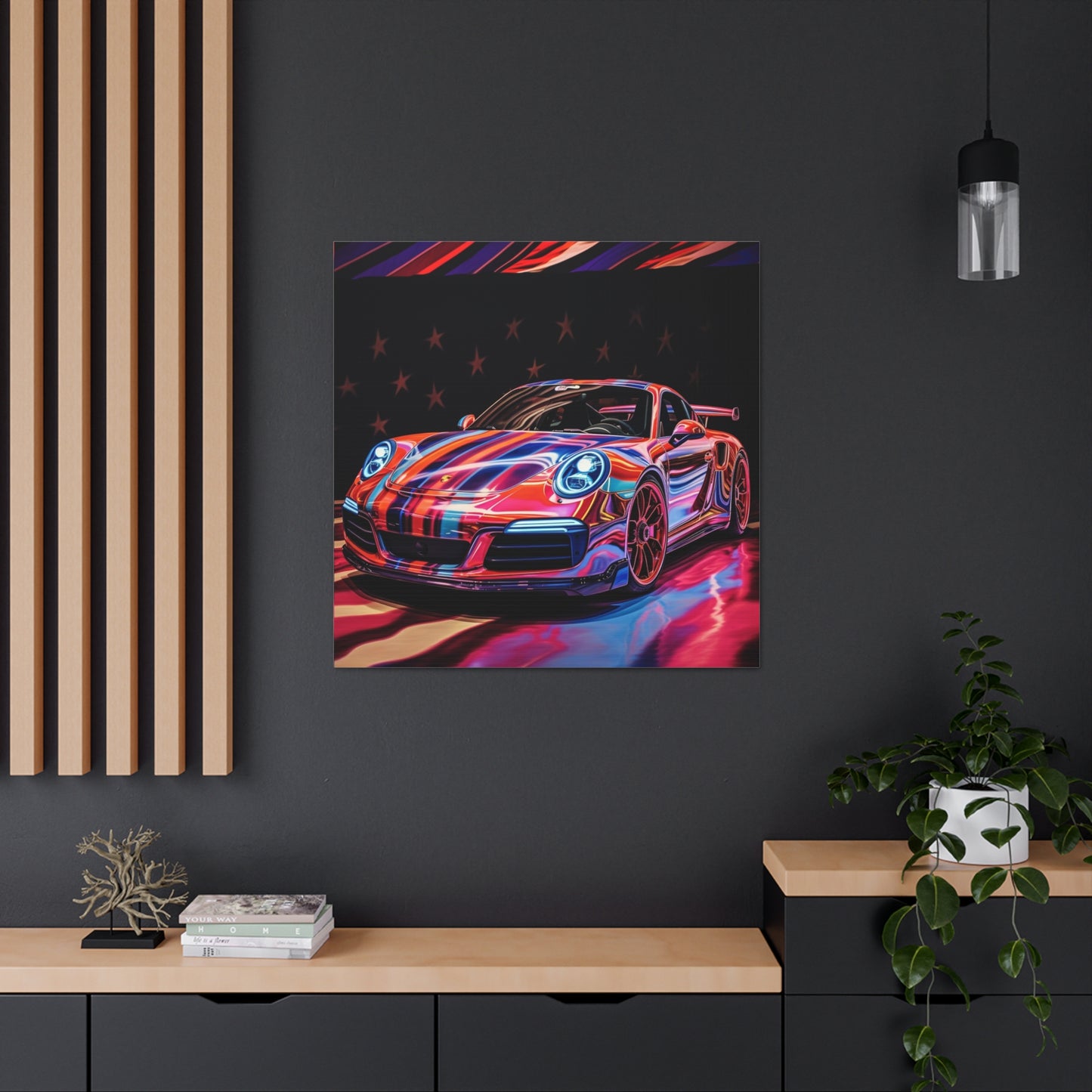 Canvas Gallery Wraps American Flag Colored Porsche 4