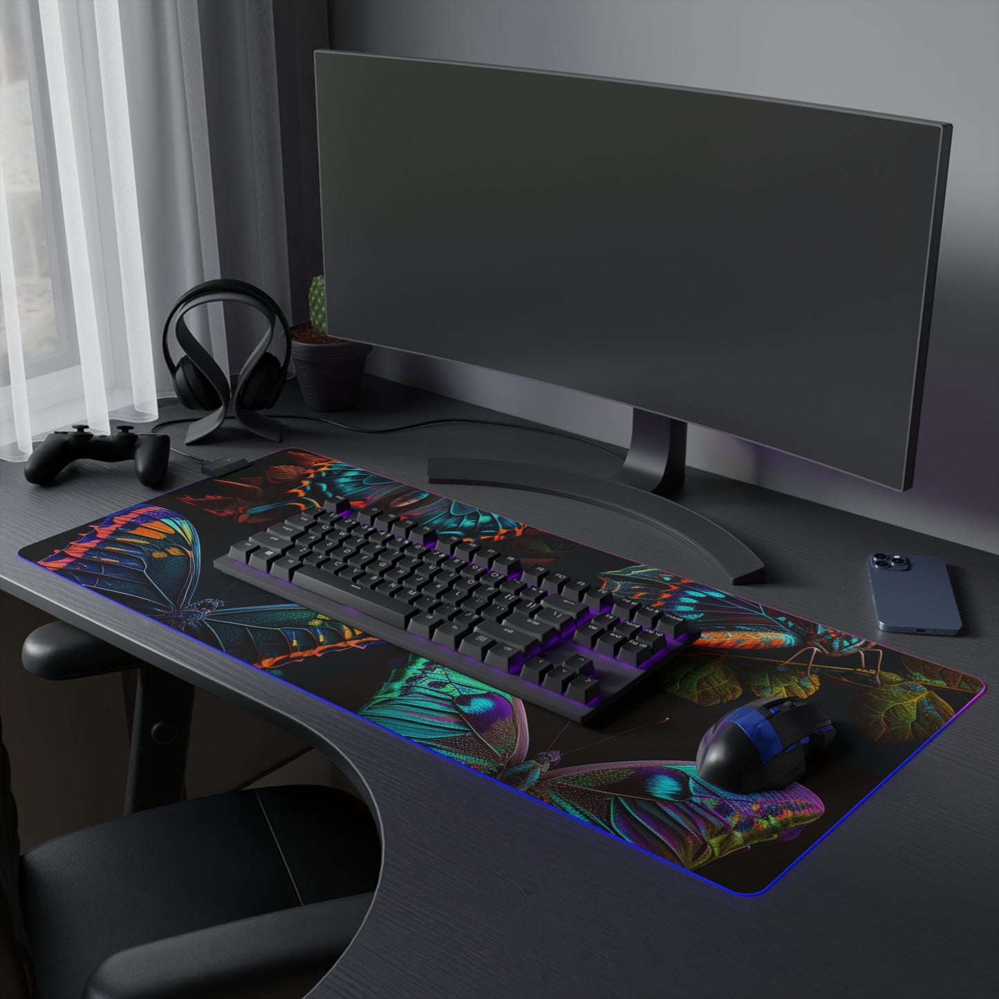 LED Gaming Mouse Pad Hue Neon Butterfly 5