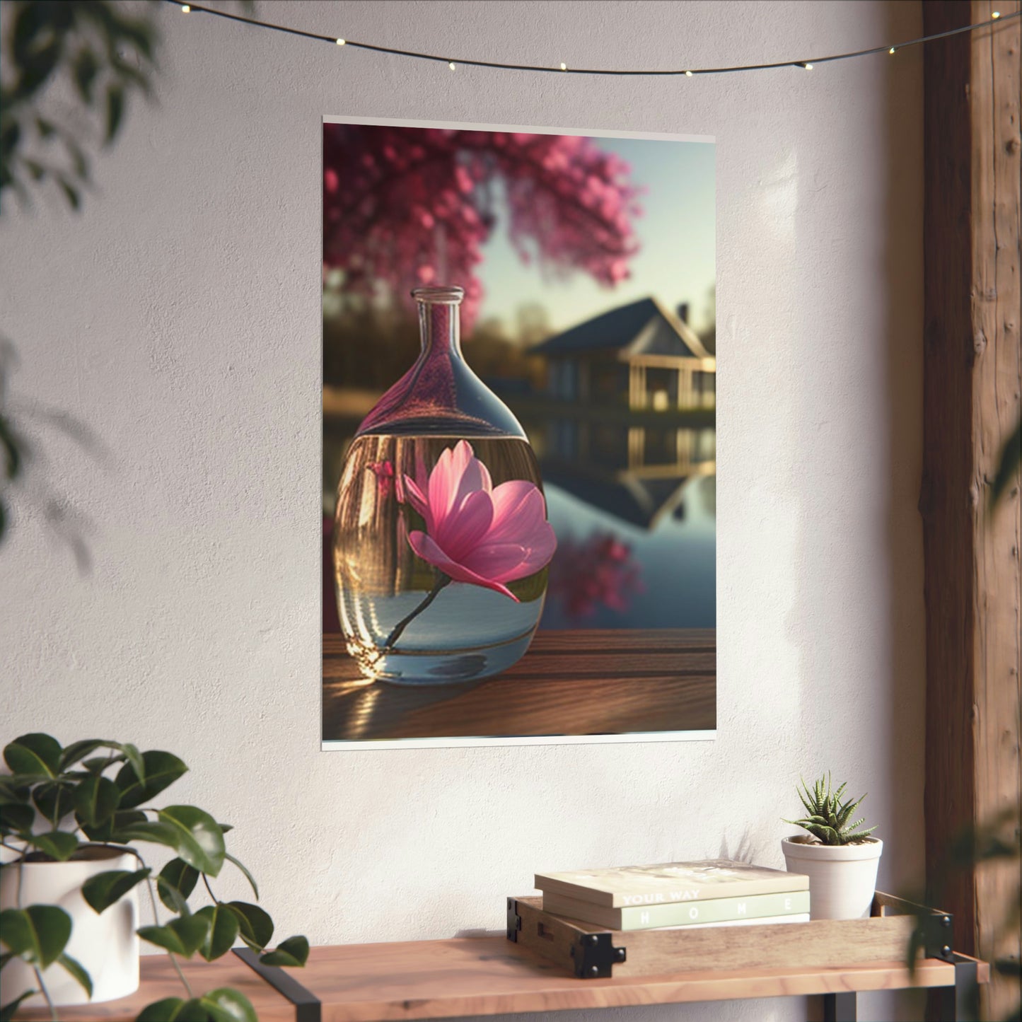 Premium Matte Vertical Posters Magnolia in a Glass vase 2