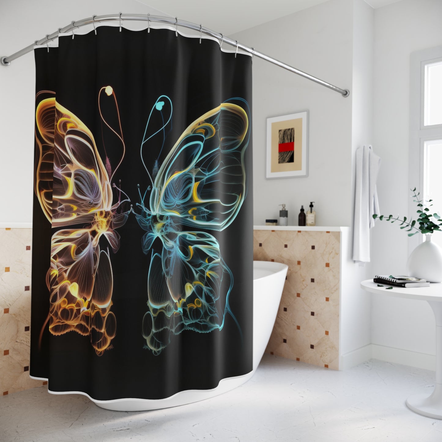 Polyester Shower Curtain Neon Glo Butterfly 3