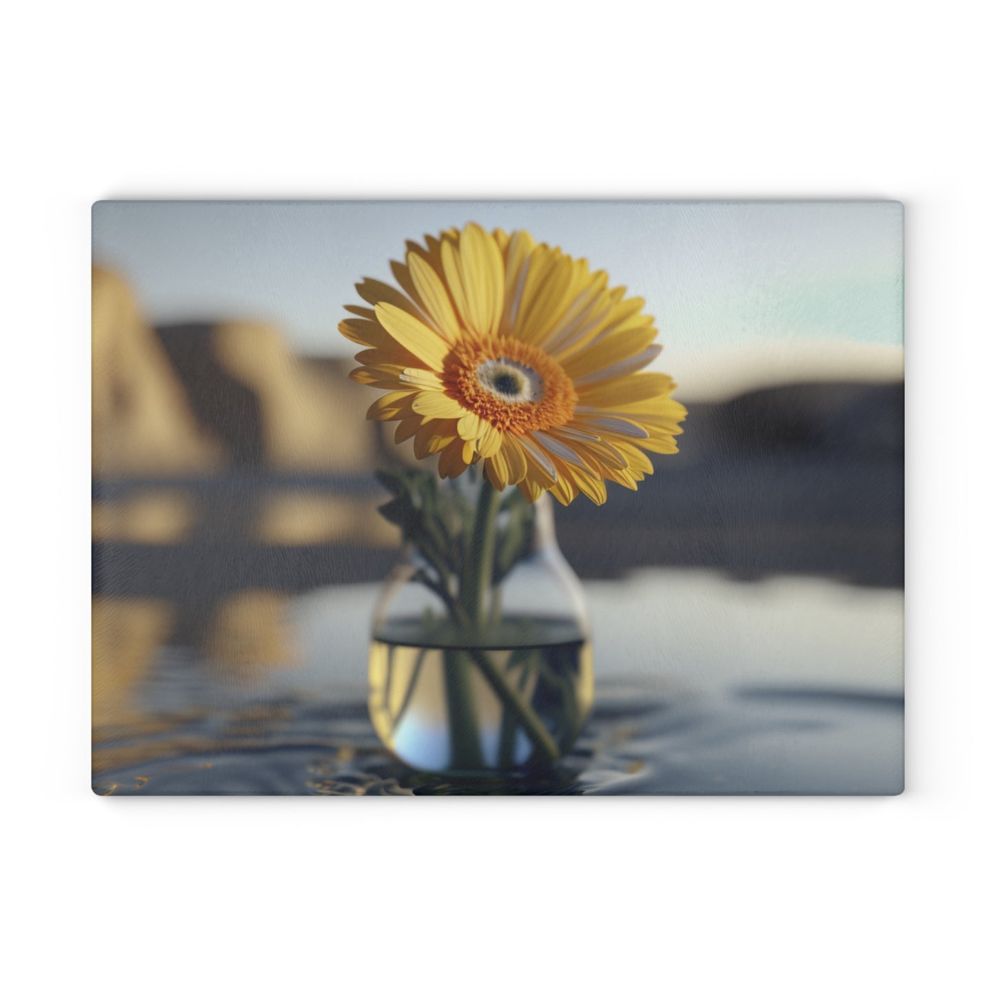 Glass Cutting Board yello Gerbera glass 4