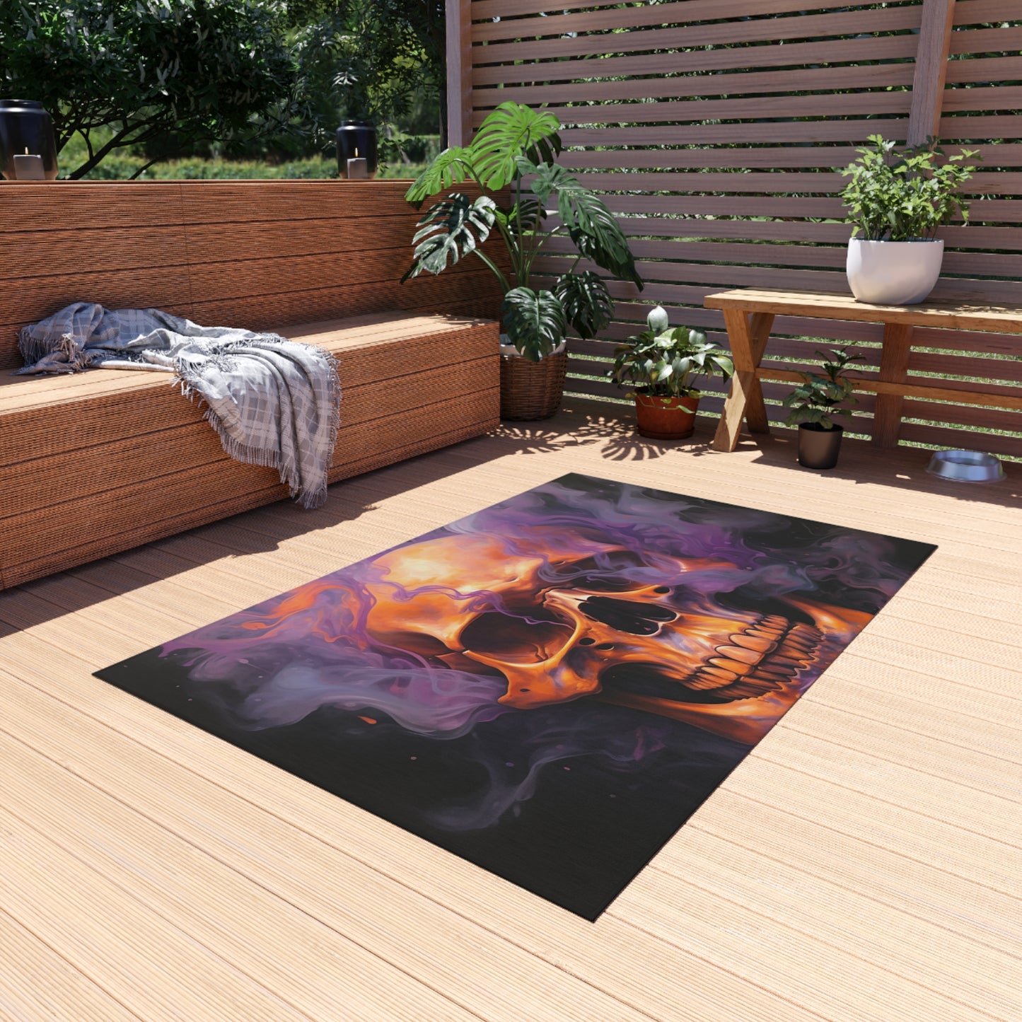 Outdoor Rug  Skull Flames 4