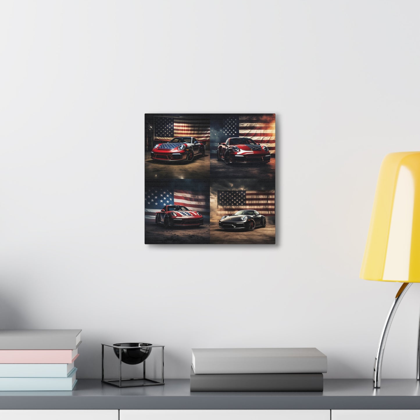 Canvas Gallery Wraps American Flag Background Porsche 5