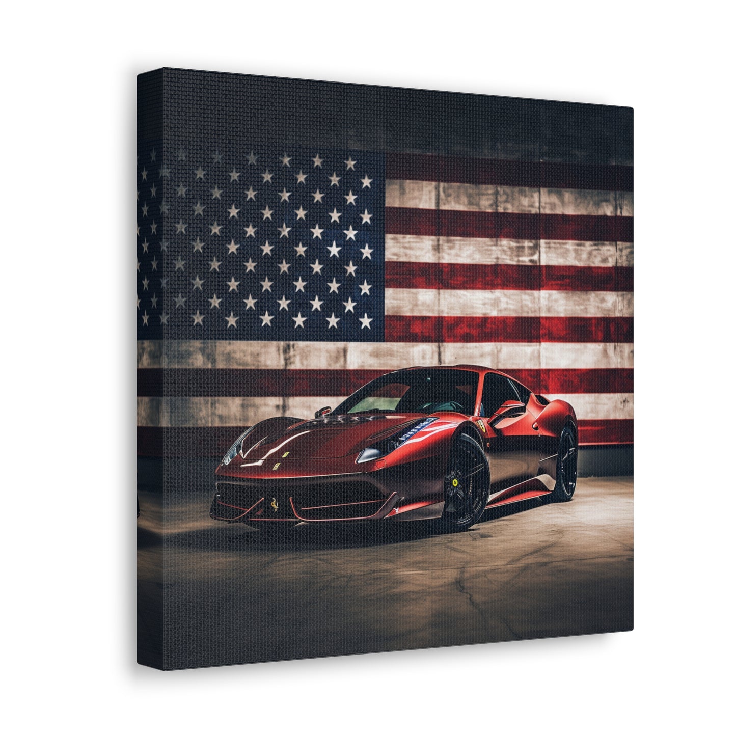 Canvas Gallery Wraps American Flag Background Ferrari 4